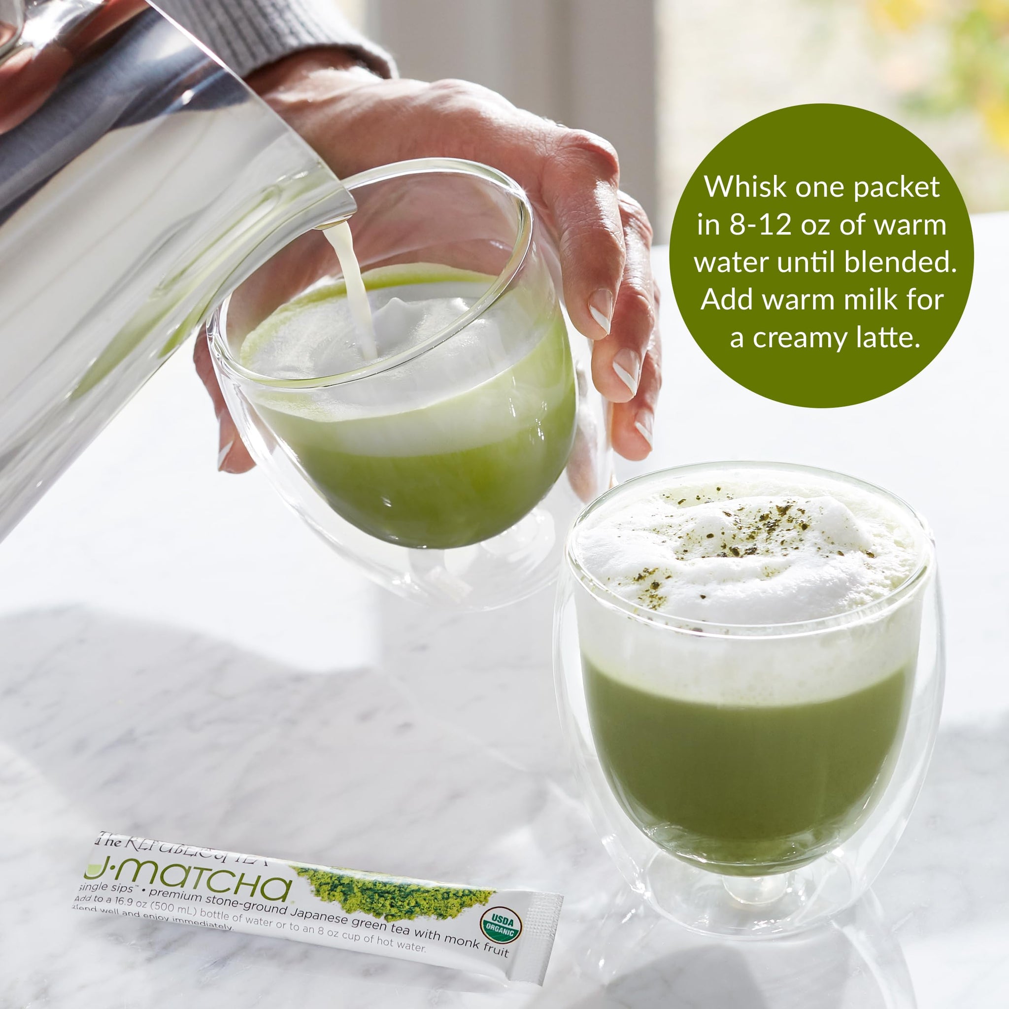The Republic of Tea - Organic U•Matcha Single Sips, Naturally Caffeinated Matcha Green Tea Powder, 14 Packets