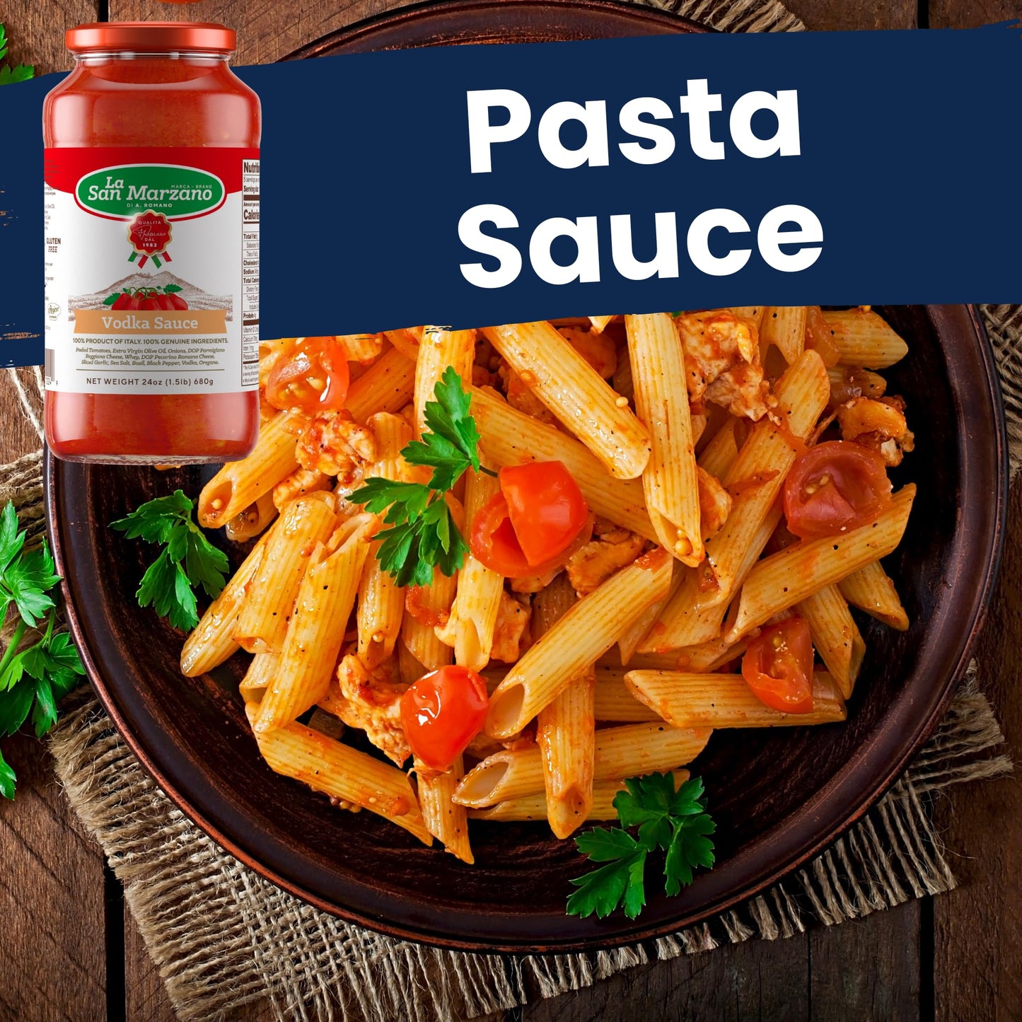 La San Marzano Vodka Sauce, 24 oz, Pasta Sauce Made in Italy, All Purpose Tomato Premium Quality, All Natural, Non GMO, Gluten Free