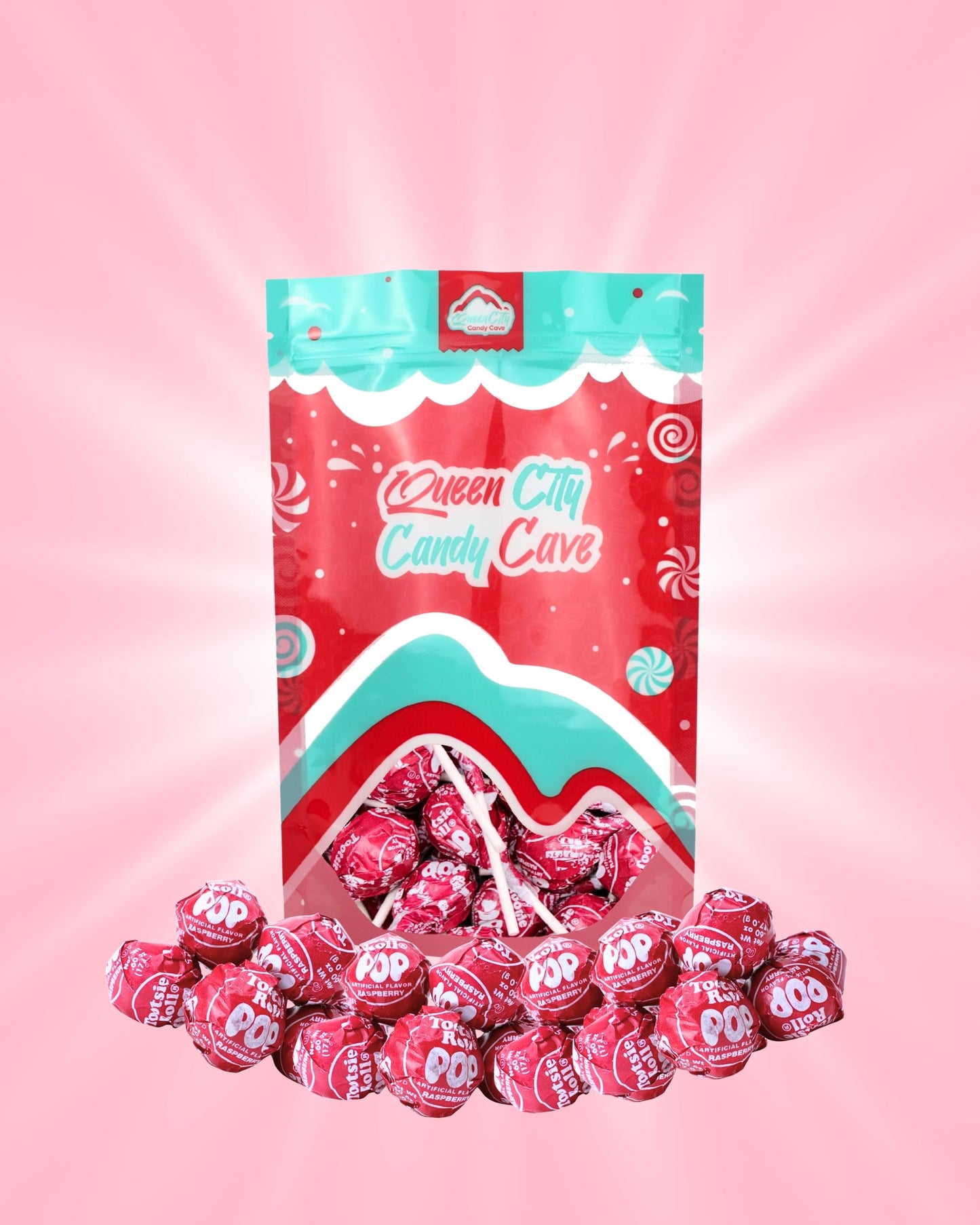 Red Raspberry Red Lollipops, Red Tootsy Pops (1 Pound)