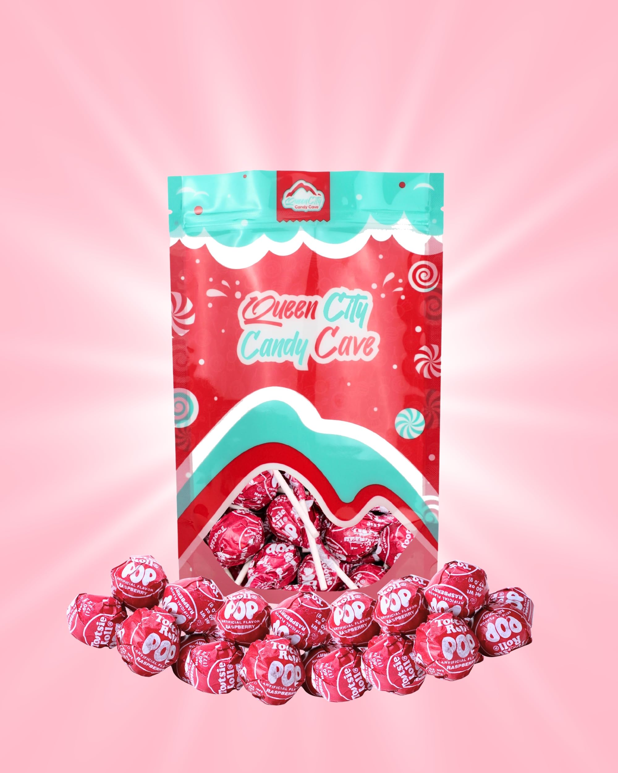 Red Raspberry Red Lollipops, Red Tootsy Pops (1 Pound)