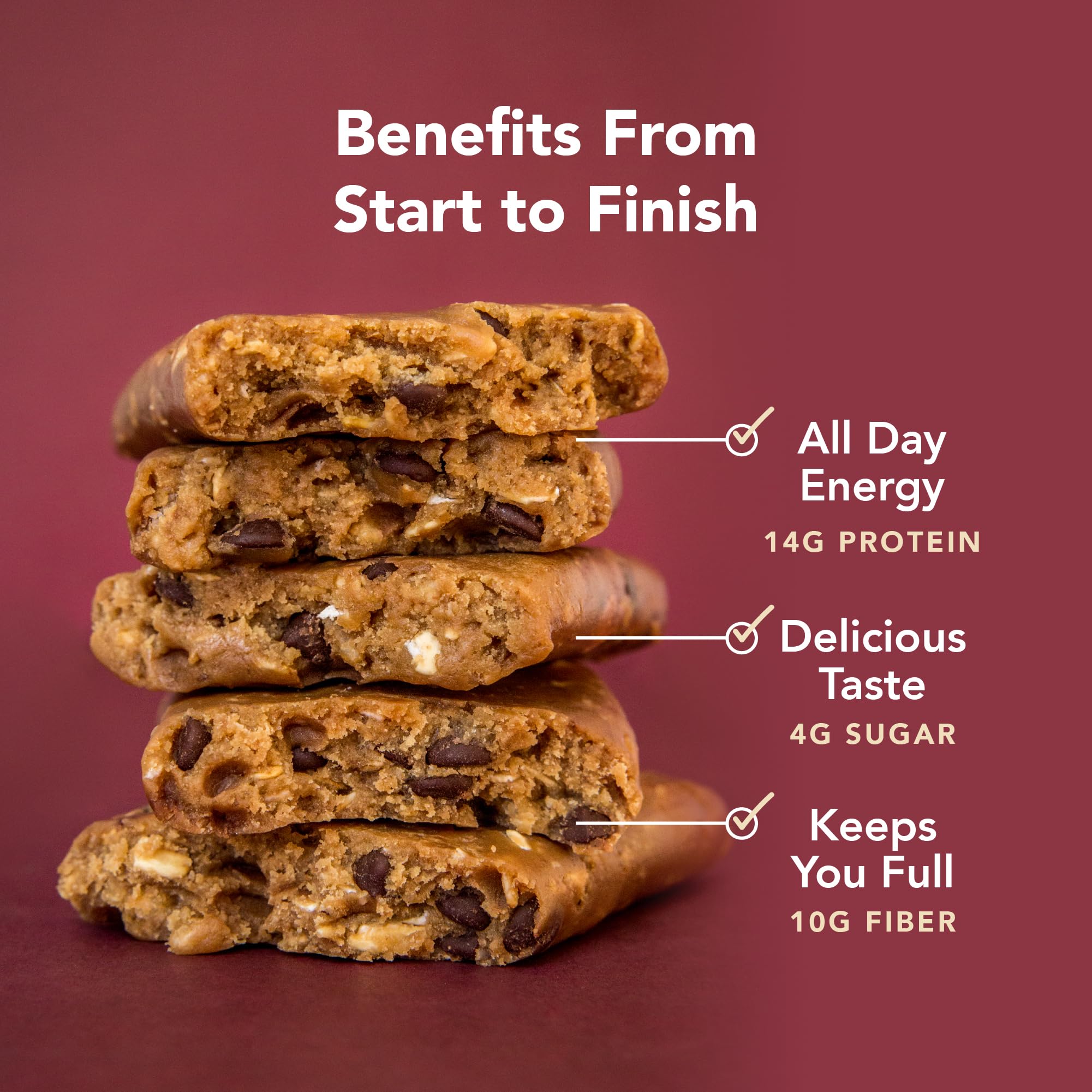 ALOHA Organic Plant Based Protein Bars - Oatmeal Chocolate Chip - 12 Count, 1.9oz Bars - Vegan Snacks, Low Sugar, Gluten-Free, Low Carb, Paleo
