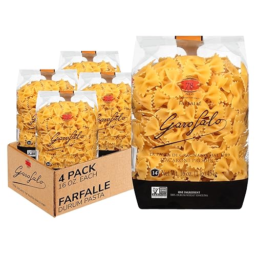 Garofalo - Premium Durum Wheat Semolina Farfalle Pasta, Italian Made, Bronze-Drawn, Al-Dente, One-Ingredient Pasta (4 pack)