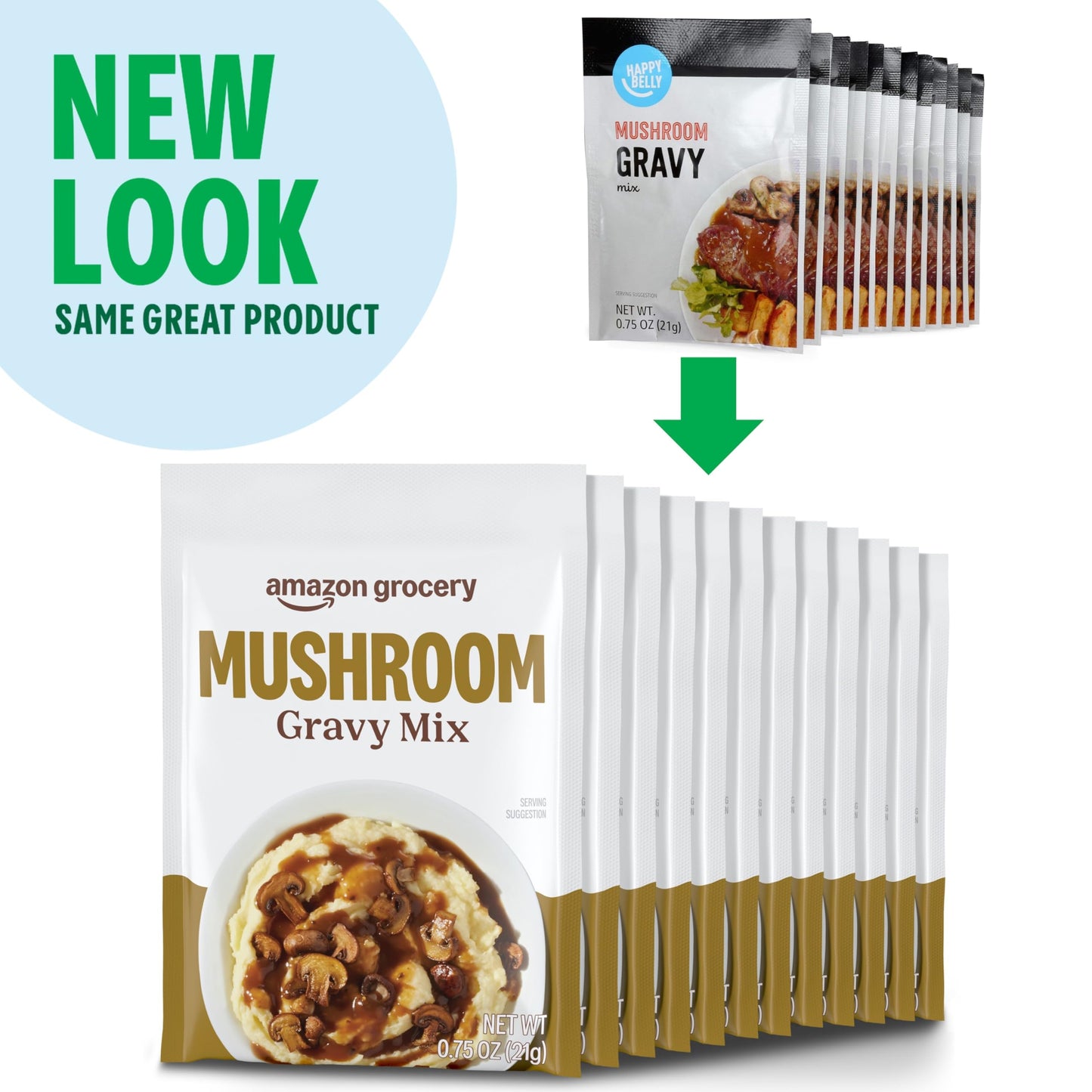 Amazon Brand - Happy Belly Mushroom Gravy Mix, 0.75 ounce (Pack of 12)