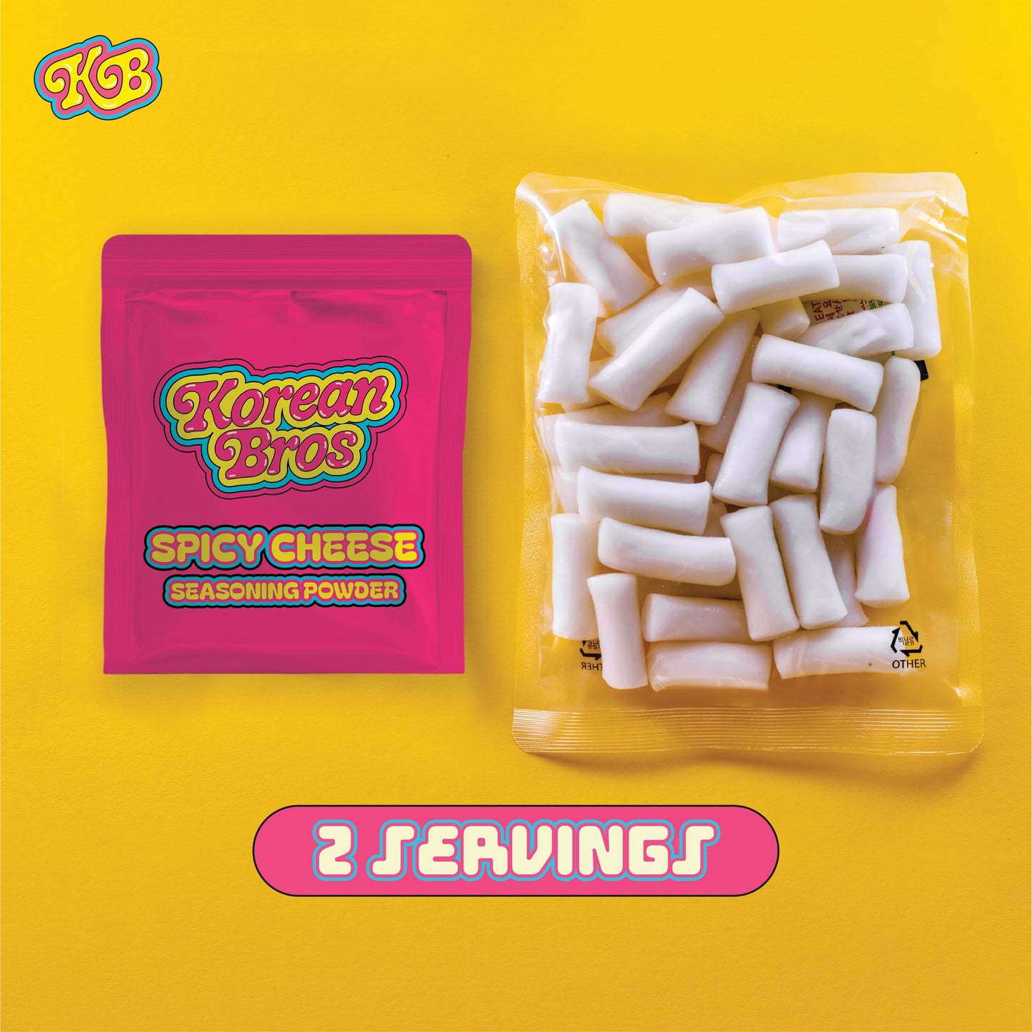 Korean Bros Spicy Cheese Tteokbokki (360g) - Creamy Rice Cakes, Korean Street-Style Snack or Meal, 2 Servings