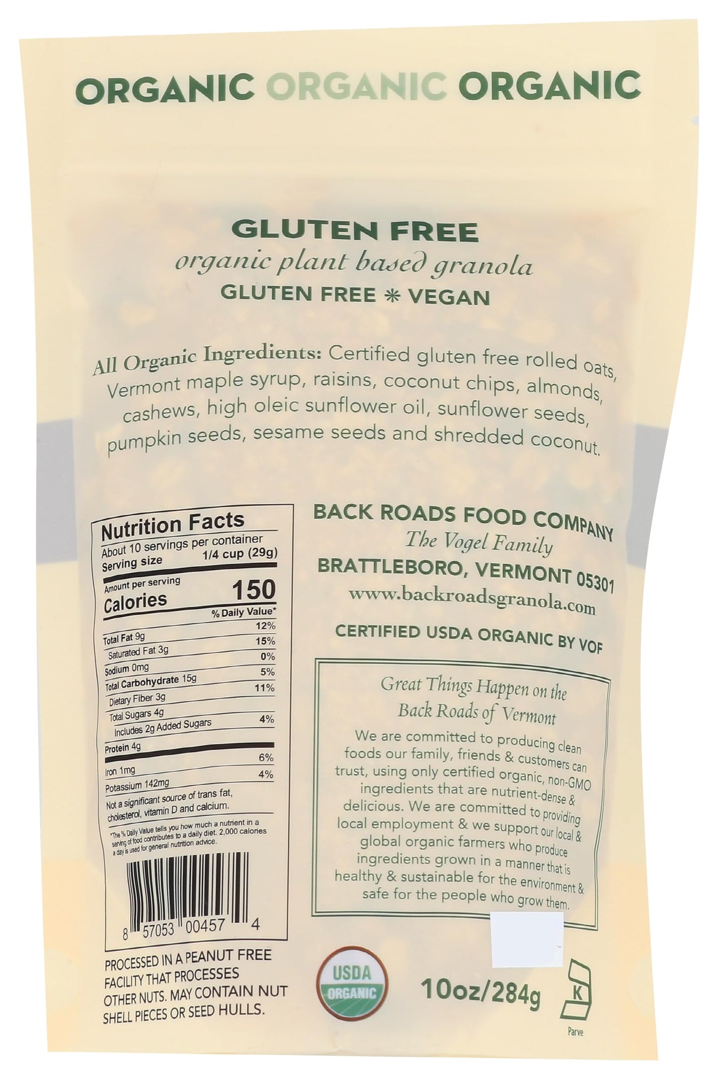 Back Roads, Granola Organic, 10 Ounce