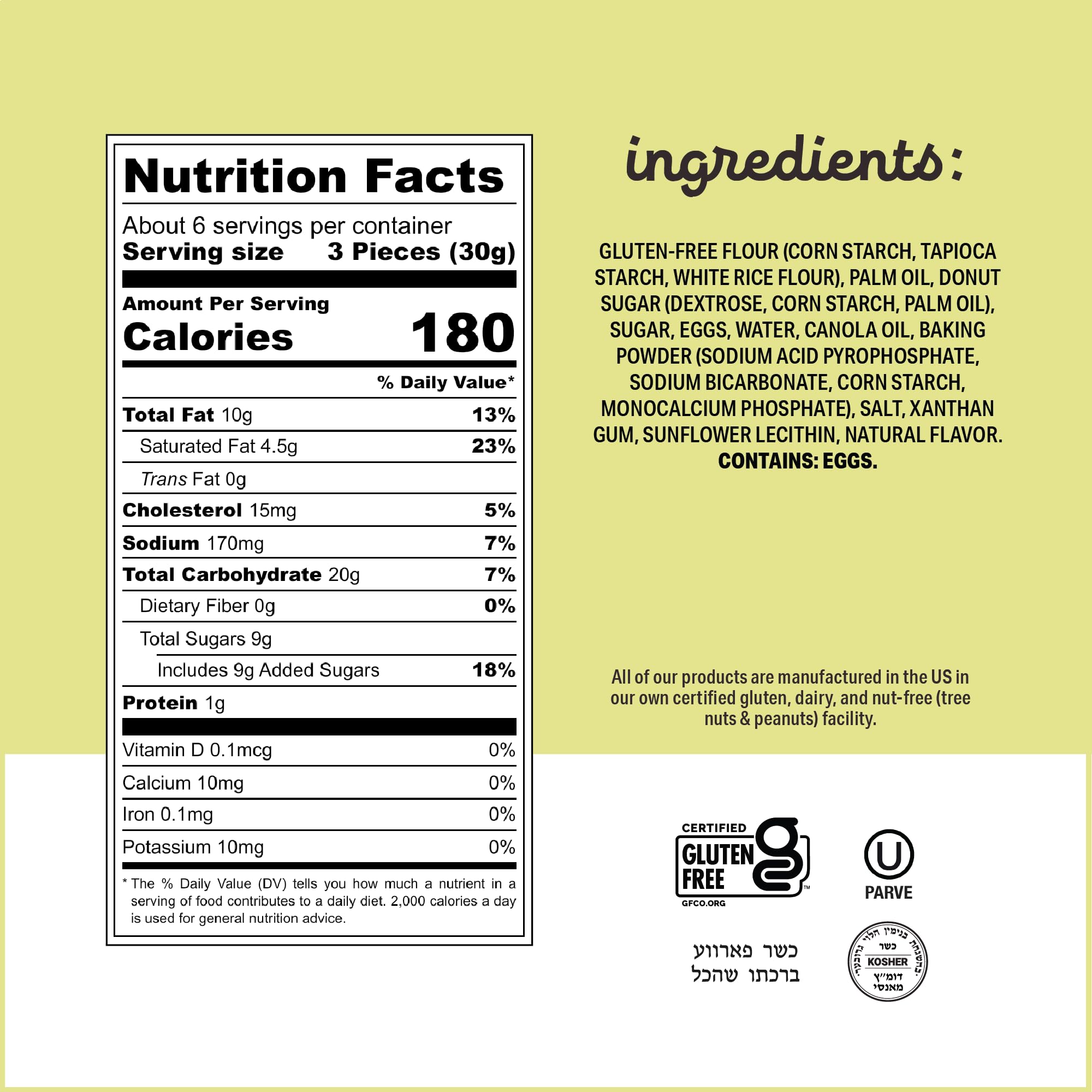 Katz Gluten Free Powdered Donut Holes. Kid?Friendly School Snack, Free of Soy, Sesame, Dairy, and Nuts. Kosher snack, 6oz (1pk)