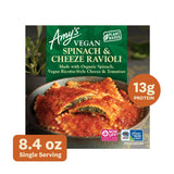 Amy's Frozen Meals, Spinach and Cheeze Ravioli Bowl, Made With Organic Spinach, Vegan Ricotta-Style Cheeze and Tomatoes, Microwave Meals, 8.4 Oz