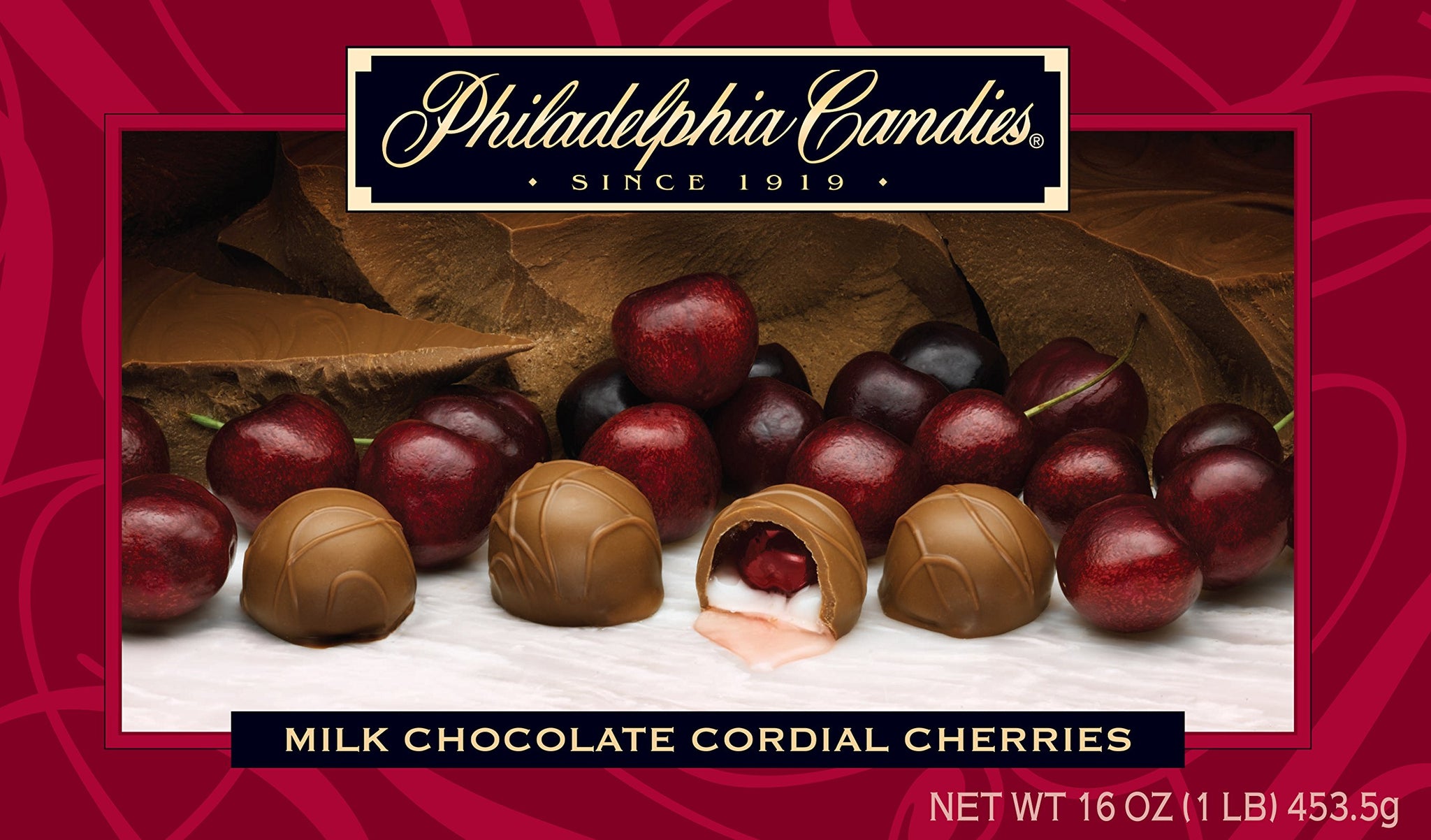 Philadelphia Candies Milk Chocolate Covered Cordial Cherries with Liquid Center Net Wt 1 lb