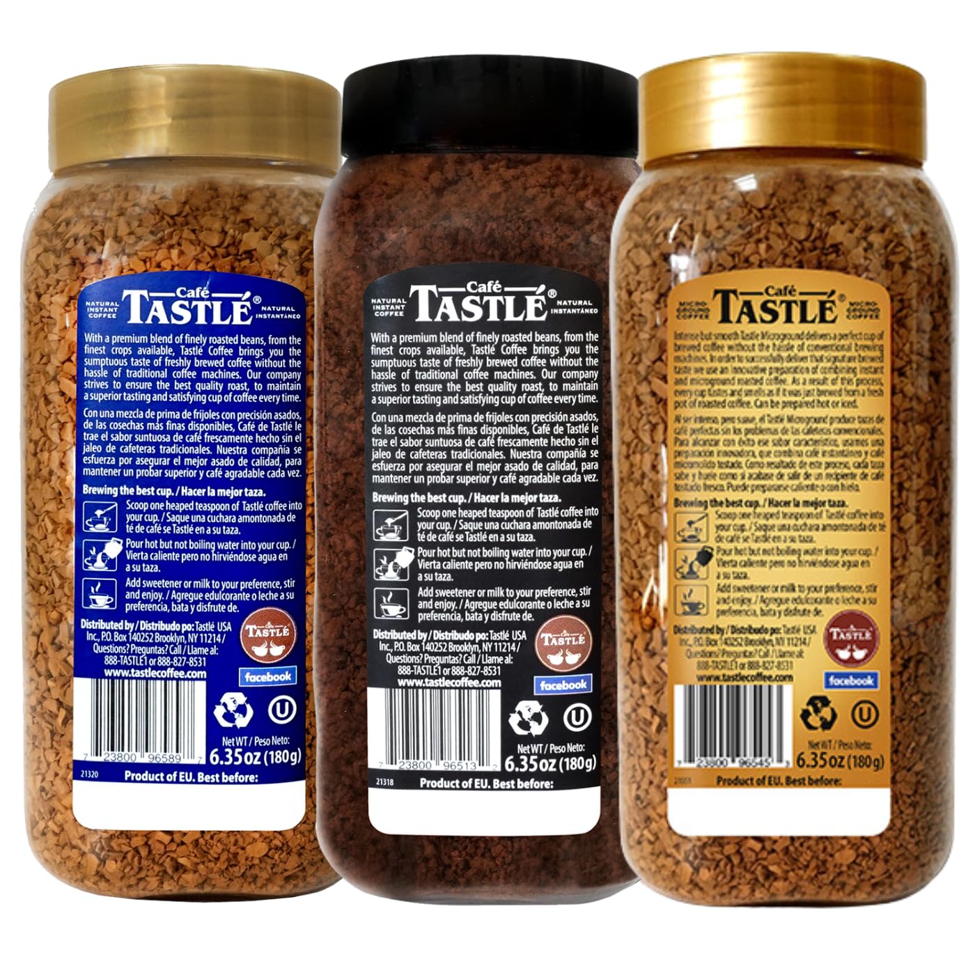 Café Tastlé Supremo Blend, Solo Delight, Microground 3 Jars of 6.35oz (19.05 Oz)