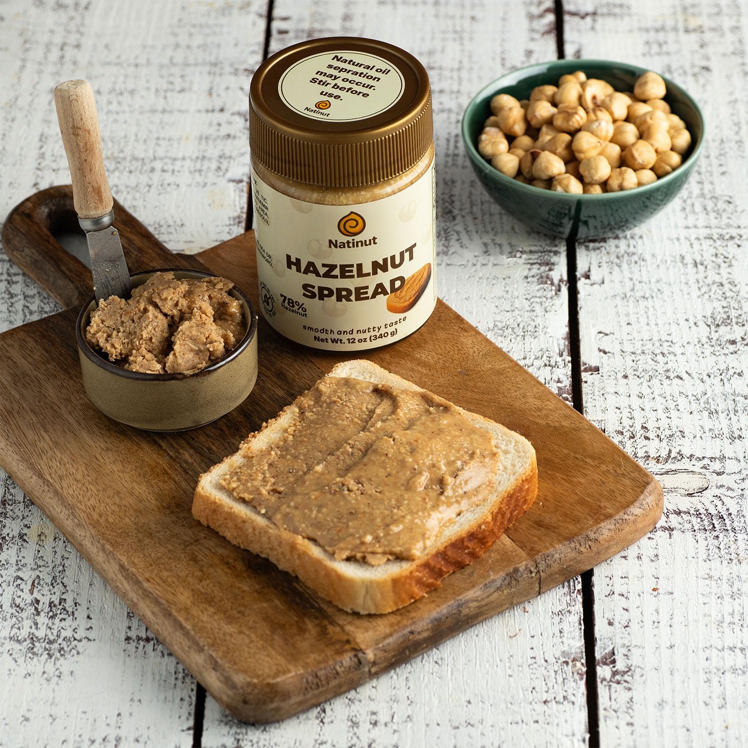 Natinut 78% Hazelnut Paste - Natural Crunchy Hazelnut Butter with Real Nut Pieces, Roasted, Glucose-Free, Vegan, Palm Oil Free - Premium Hazelnut