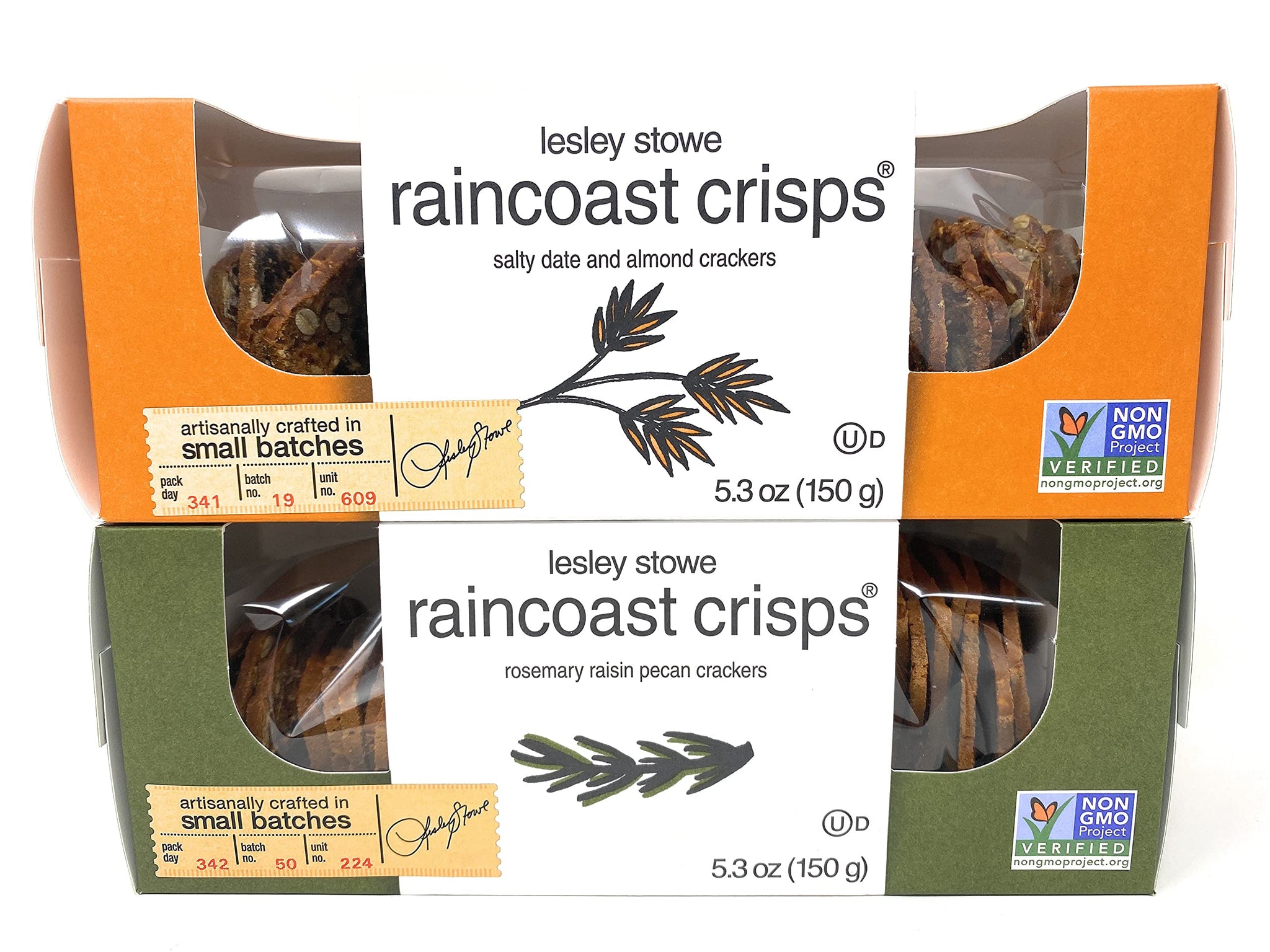 Gourmet Food Crisp Cracker Salty Date & Almond, Rosemary Raisin Pecan Crackers 5.3 oz