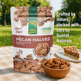 Sunhill Naturals Raw Pecan Halves | Premium Unsalted Pecan Nuts | Healthy Snacking | Fresh Fancy Junior Mammoth Halves