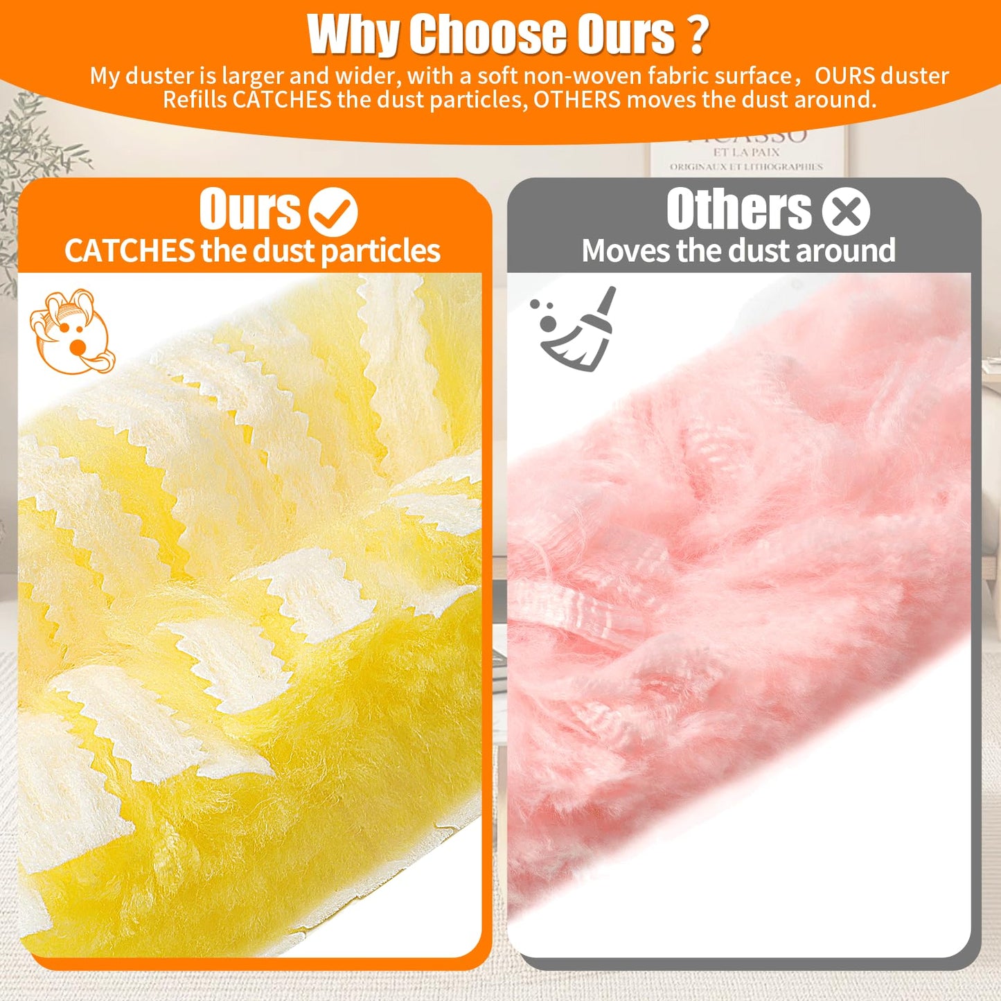 Senowi 40 Count 360° Heavy Duty 2 Sided Duster Refills Compatible with Swiffer, Large Size-Extra Thick Disposable Electrostatic Feather Duster Refill