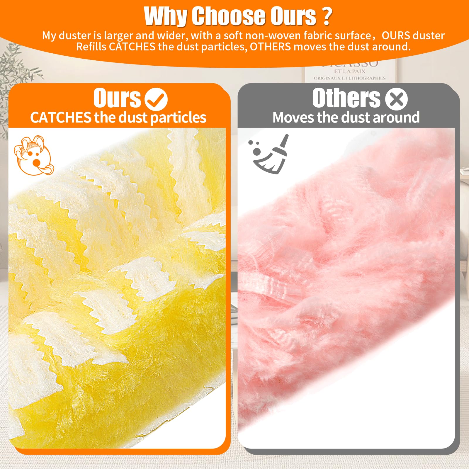 Senowi 40 Count 360° Heavy Duty 2 Sided Duster Refills Compatible with Swiffer, Large Size-Extra Thick Disposable Electrostatic Feather Duster Refill
