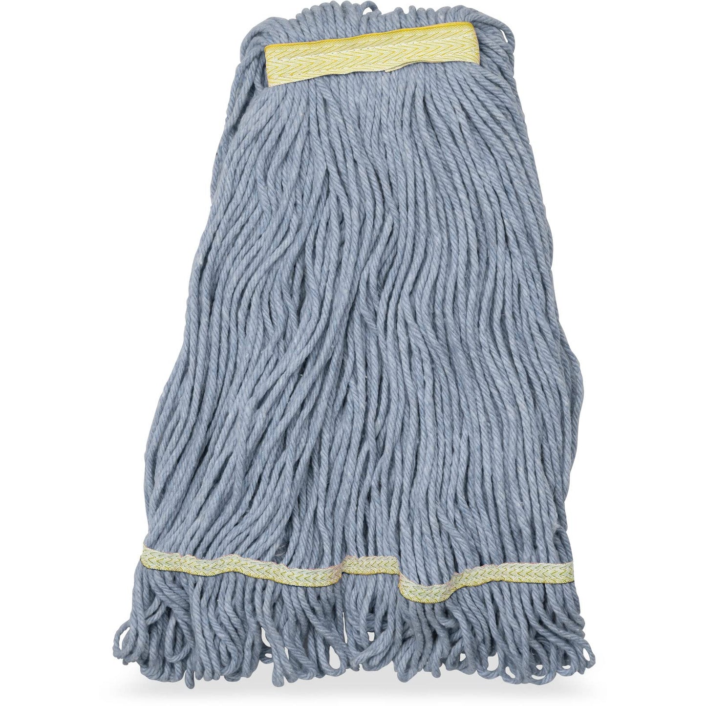 SPARTA Flo-Pac Cotton Mop Head, Loop-Ended, Narrow Band with 1" Yellow Band for Organized Cleaning, Small, Blue