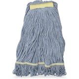 SPARTA Flo-Pac Cotton Mop Head, Loop-Ended, Narrow Band with 1" Yellow Band for Organized Cleaning, Small, Blue