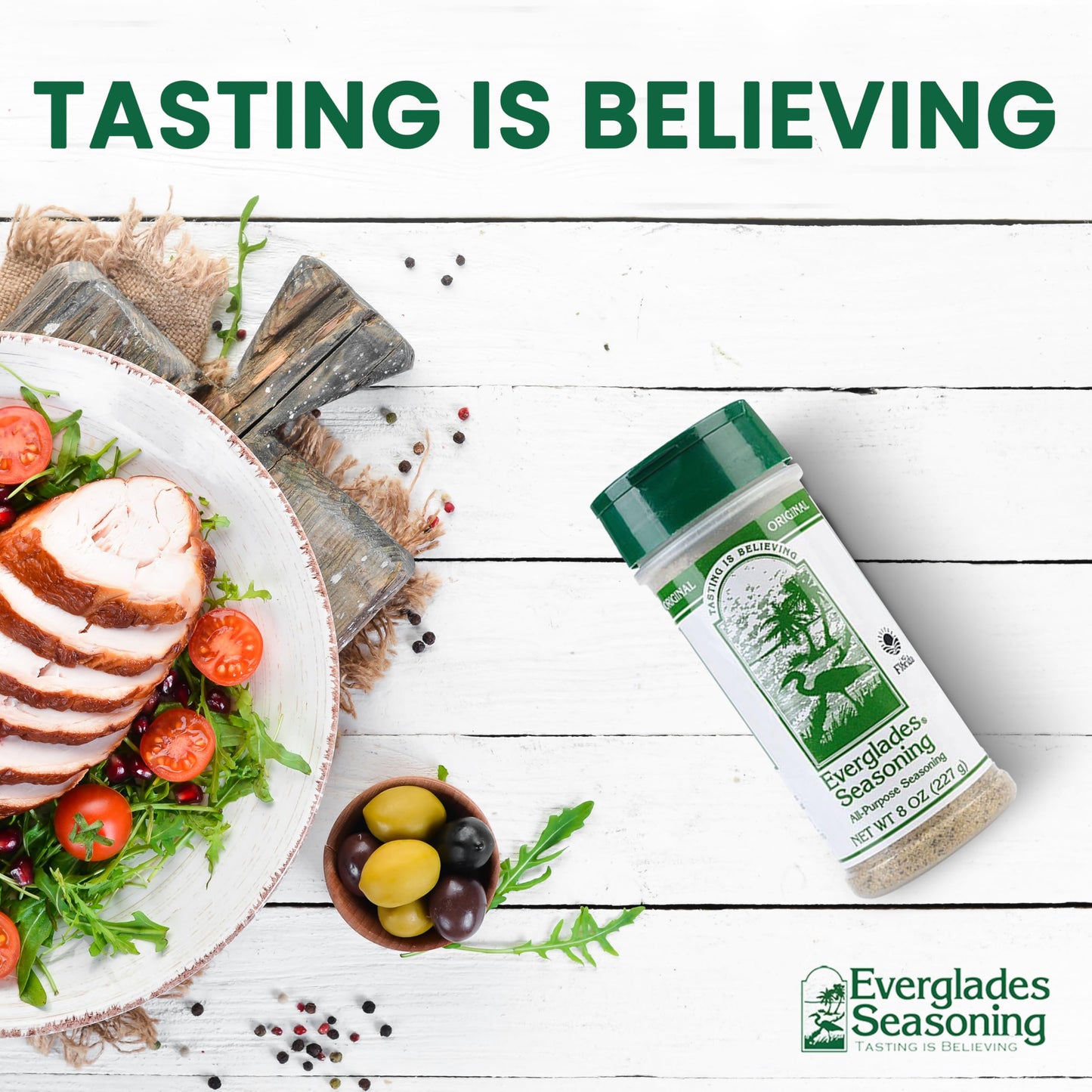 Everglades All Purpose Seasoning 8 oz - Authentic Southern Herb & Spice Blend, All Natural, Sugar Free, Zero Calorie - Seasoning for Chicken, Beef