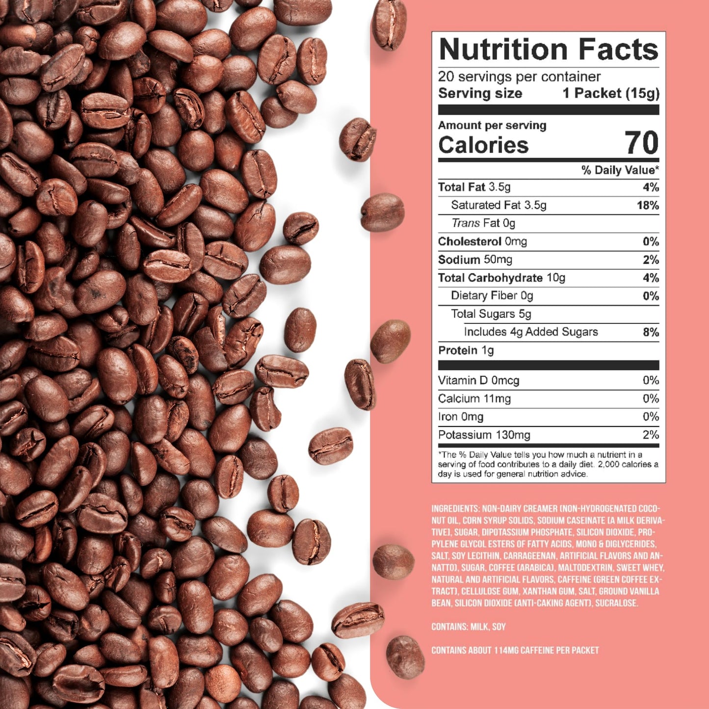 The Frozen Bean Hazelnut Frappe & Latte Instant Mix (20 Sticks), Made with Arabica Coffee, Double Shot Caffeine, Low Sugar & Premium Ingredients, Hot