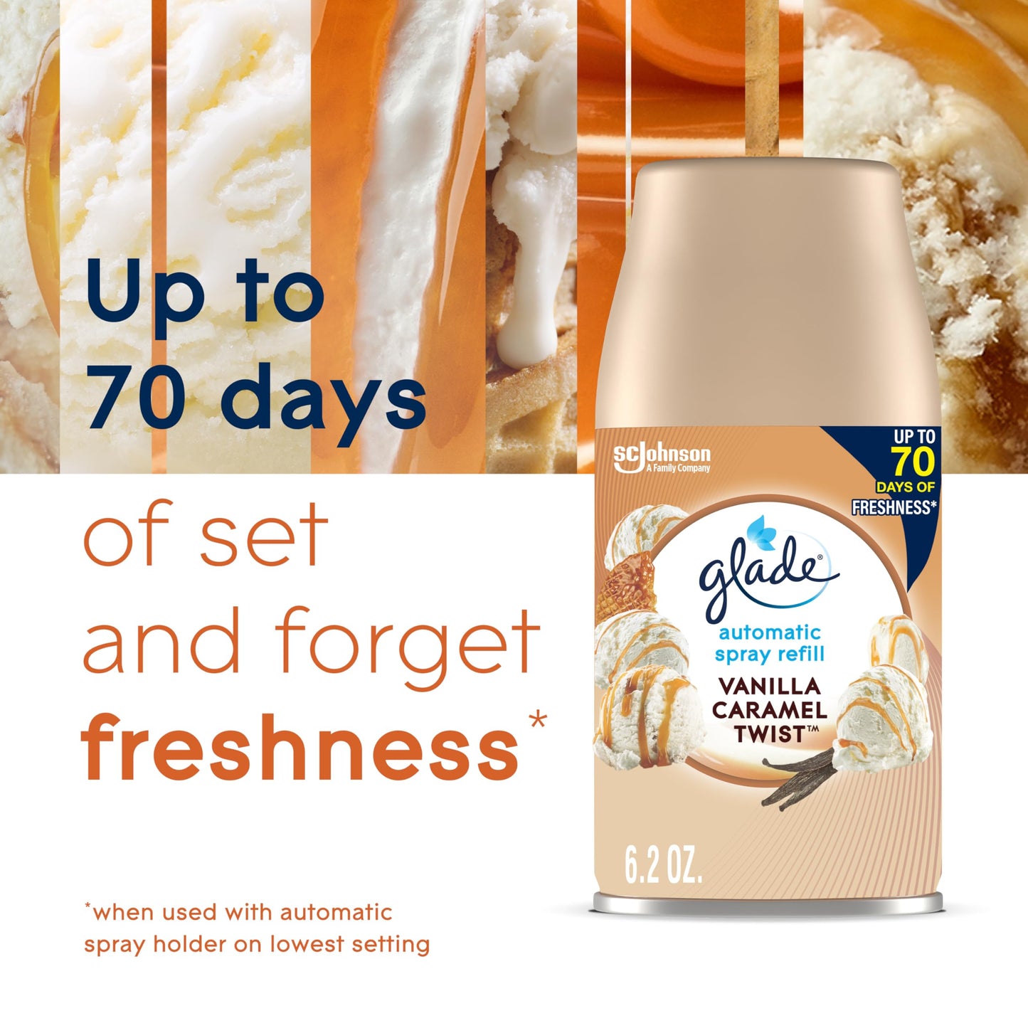 Glade Automatic Spray Refill, Air Freshener for Home and Bathroom, Vanilla Caramel Twist, 6.2 Oz