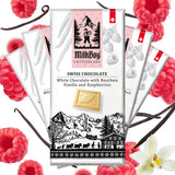 MilkBoy Swiss Chocolates - Premium White Chocolate Bars with Bourbon Vanilla and Raspberry - Candy Bars, Gluten Free, Non-GMO, Kosher - 3 oz (Pack
