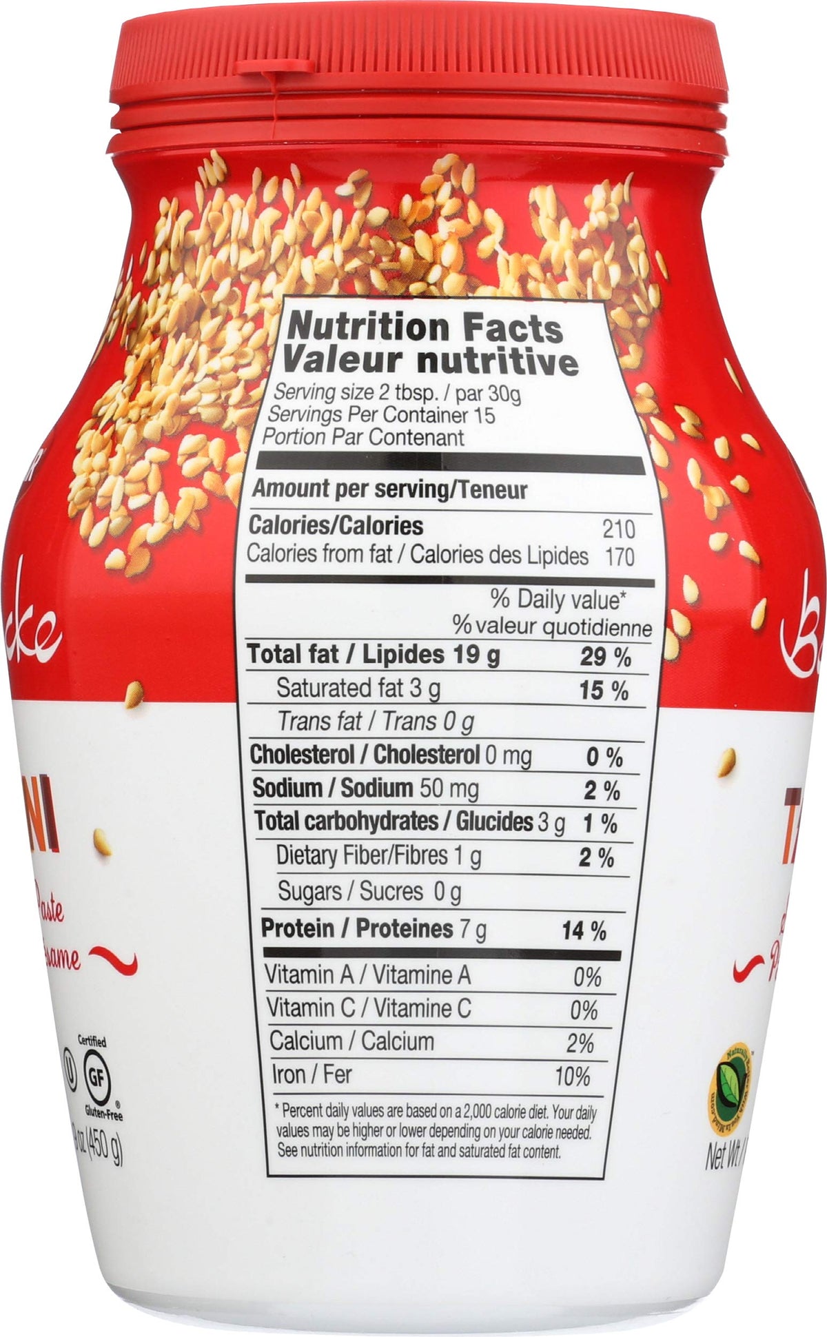 Haddar by Baracke 100% Pure Ground Sesame Tahini 15.9oz Jar (1 Pack)