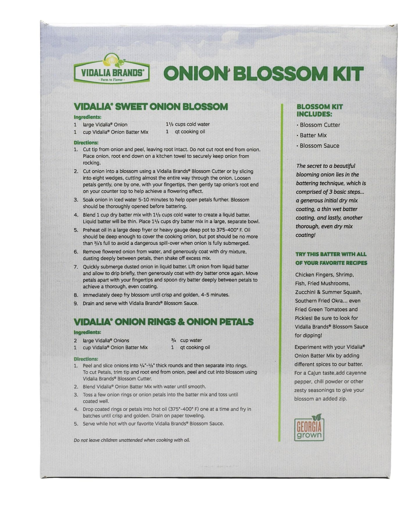 Vidalia Onion Blossom Kit - Includes Onion Cutter, Batter Mix & Sweet Onion Blossom Sauce - Make Restaurant-Style Blooming Onions at Home