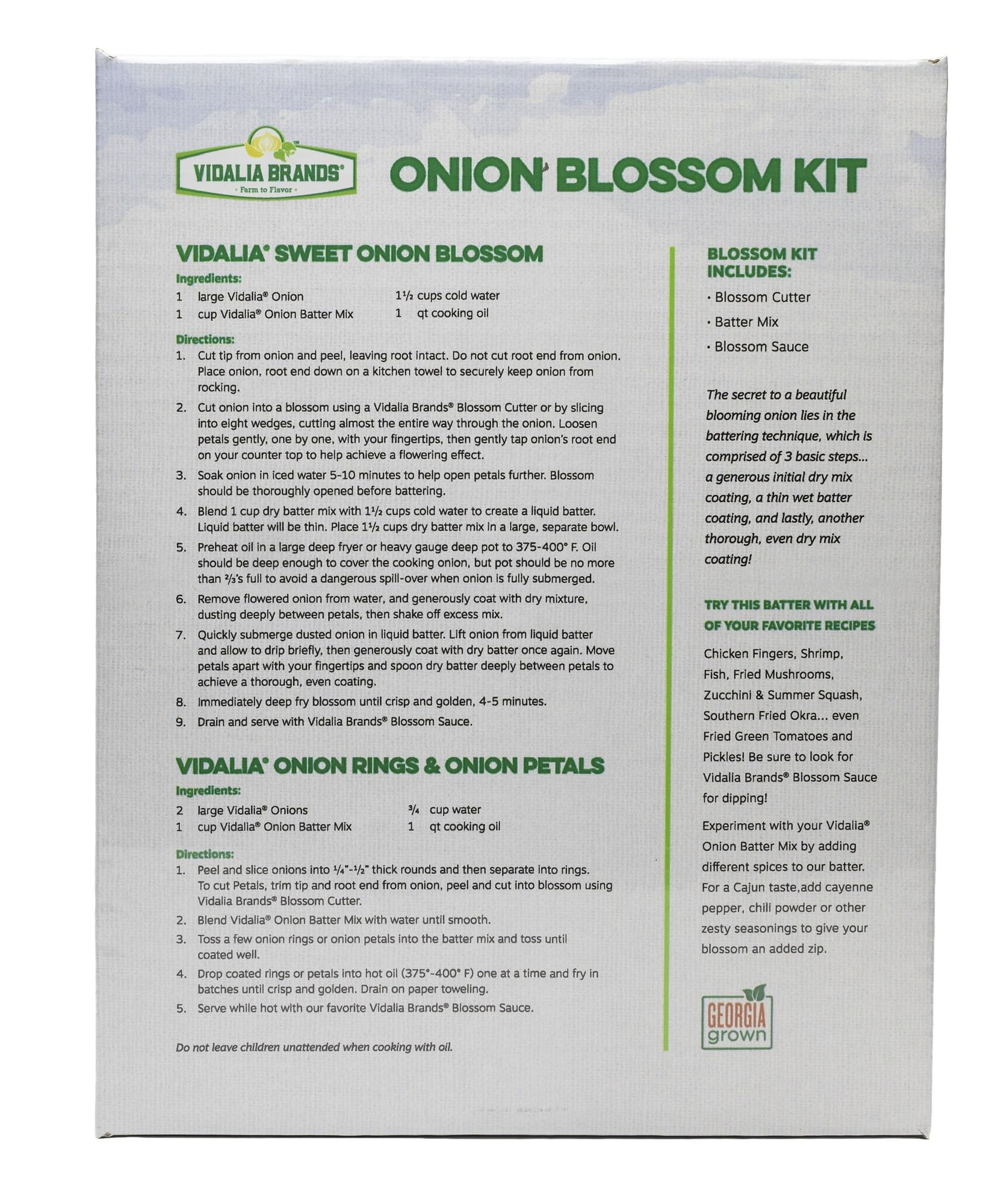 Vidalia Onion Blossom Kit - Includes Onion Cutter, Batter Mix & Sweet Onion Blossom Sauce - Make Restaurant-Style Blooming Onions at Home