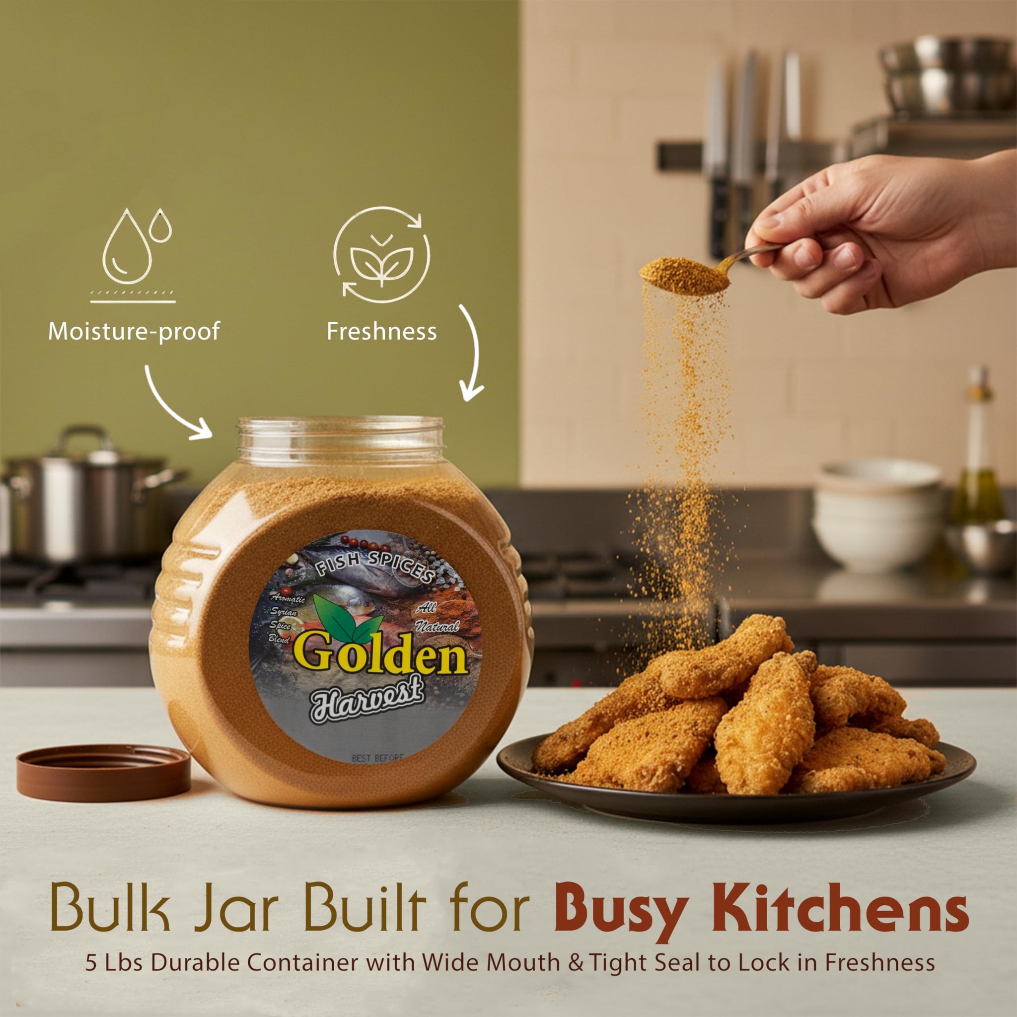 Golden Harvest Seafood Seasoning - Non-GMO, Gluten Free & No Preservatives - Fish Seasoning For Cooking, Seafood Boils & Dry Rubs & Dry Rub for Fish