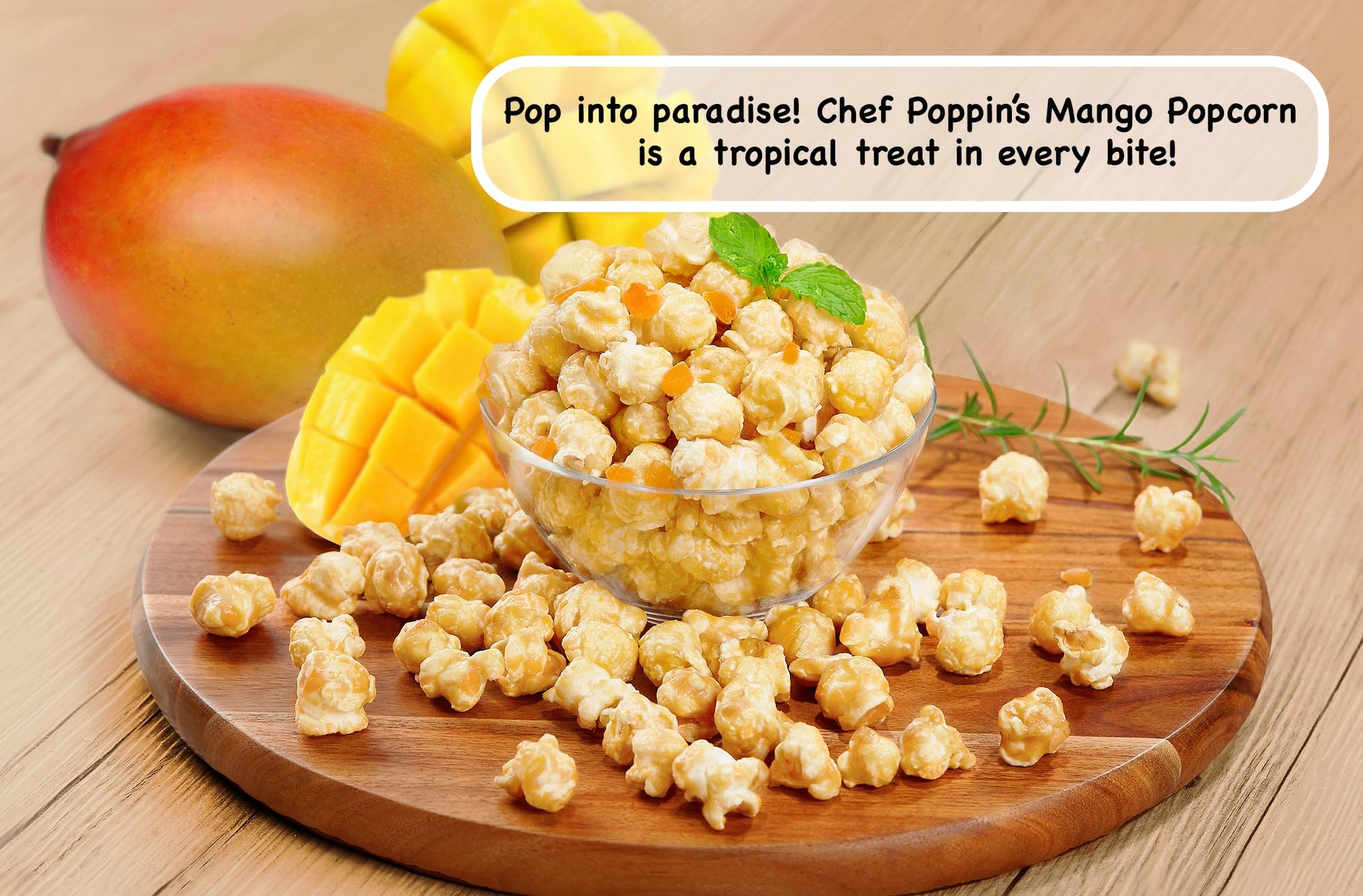 CHEF POPPIN Asian-Style Gourmet Flavored Popcorn, Non-GMO, Air Popped, Multipack 20g (Mango, 12-Pack)
