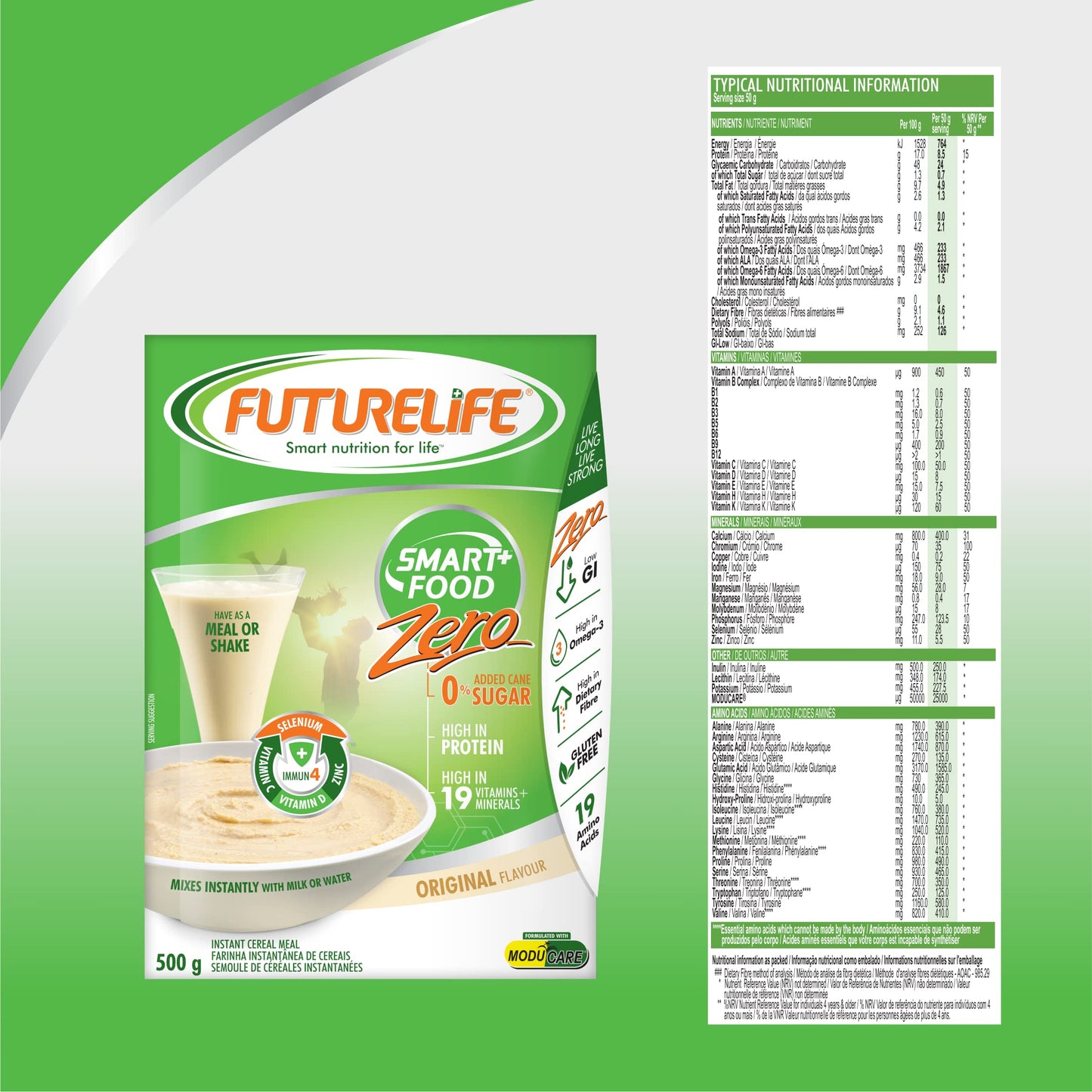 FUTURELIFE Smart Food | 500g/17.6oz | High In Protein | Gluten Free | Keto Friendly | High In Vitamins | High In Minerals | High In Fiber | (Zero