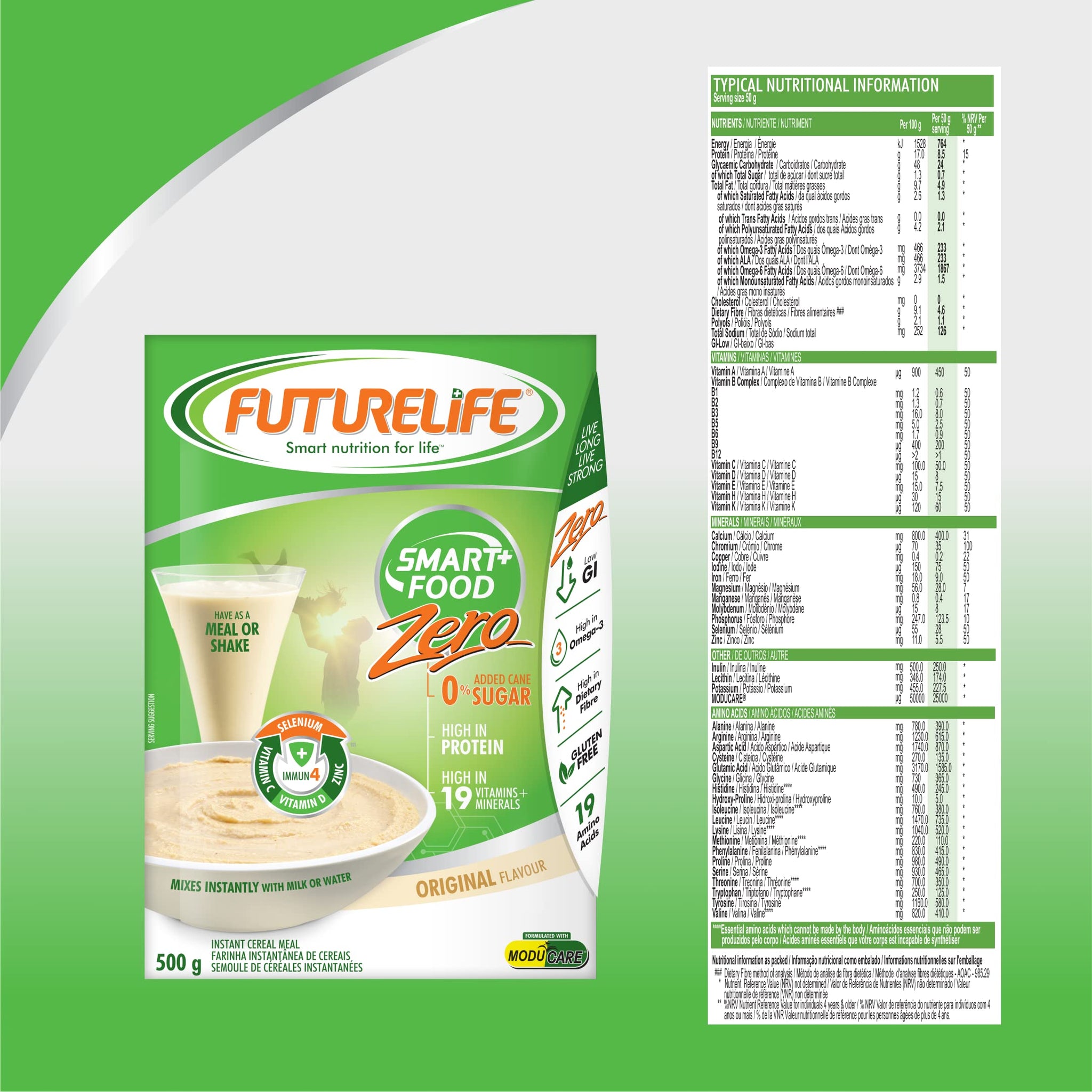 FUTURELIFE Smart Food | 500g/17.6oz | High In Protein | Gluten Free | Keto Friendly | High In Vitamins | High In Minerals | High In Fiber | (Zero