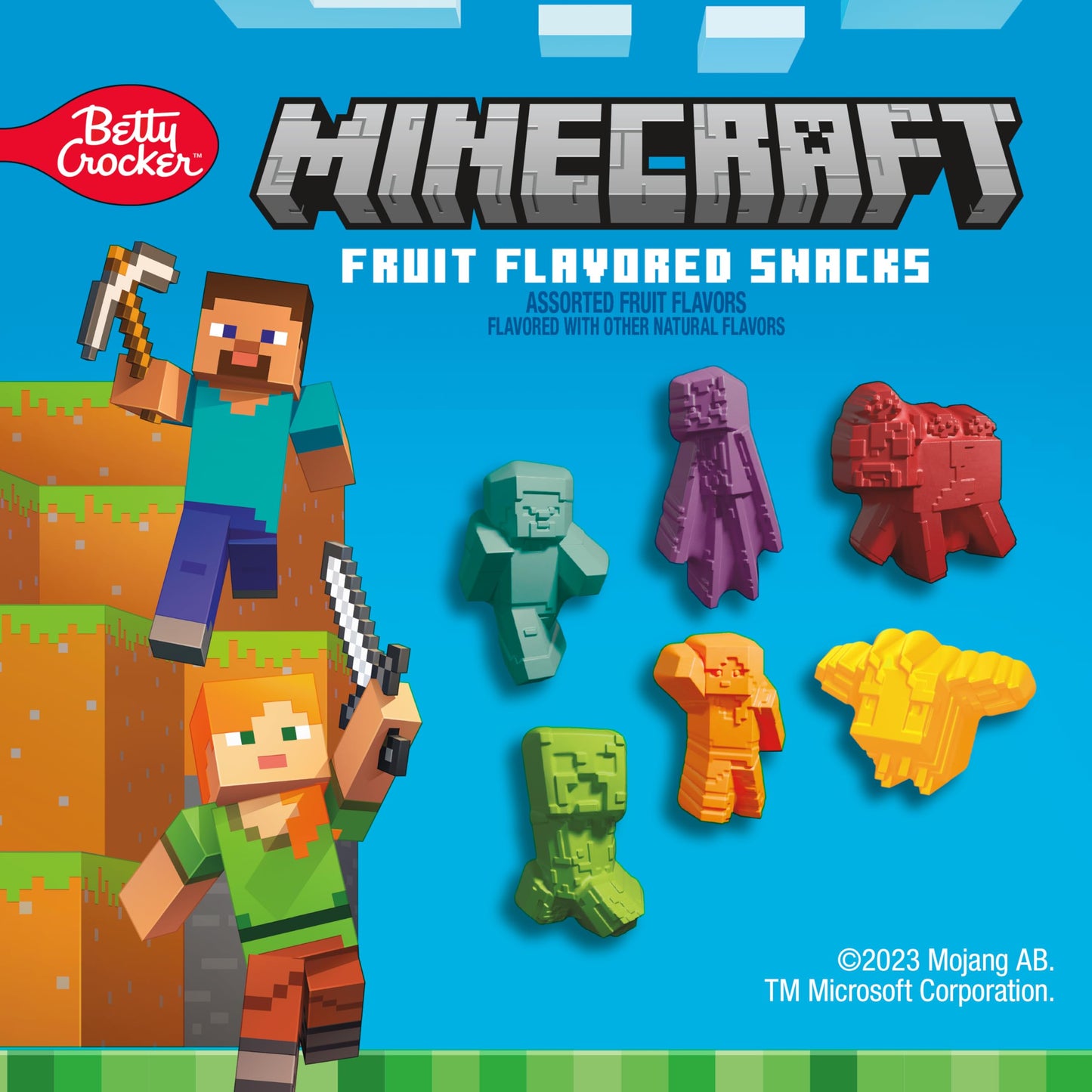 Minecraft Fruit Flavored Snacks, Fat Free and Gluten Free Snacks, 8 oz (10 Pouches)