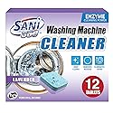 SANI 360° Washing Machine Cleaning tablets, 12 pack is Formulated with Enzyme, Deep Cleans and Deodorizes Front and Top Loading Washers use up