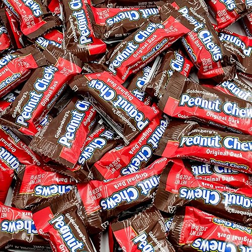 PEANUT CHEWS ORIGINAL DARK Candy Bars 1 lb - Bulk Bag, Peanut & Chocolate Flavor, Bite Size Candies, Individually Wrapped (46 Pieces)