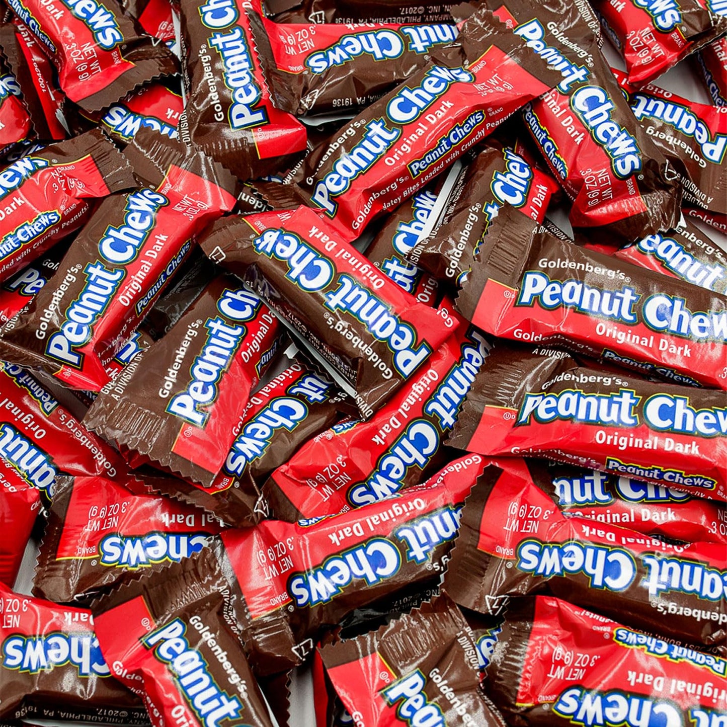 PEANUT CHEWS ORIGINAL DARK Candy Bars 1 lb - Bulk Bag, Peanut & Chocolate Flavor, Bite Size Candies, Individually Wrapped (46 Pieces)