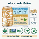 Nixie Soda Zro Sgr Crm Soda Og - 12 fl oz Can Cream - Pack of 12 - Prebiotic Inspired Alternative to Cola Root Beer Ginger Ale and Orange with a