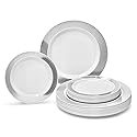 " OCCASIONS " 50 Plates Pack (25 Guests)-Heavyweight Wedding Party Disposable Plastic Plate Set -25 x 10.5'' Dinner + 25 x 7.5'' Salad/Dessert plates