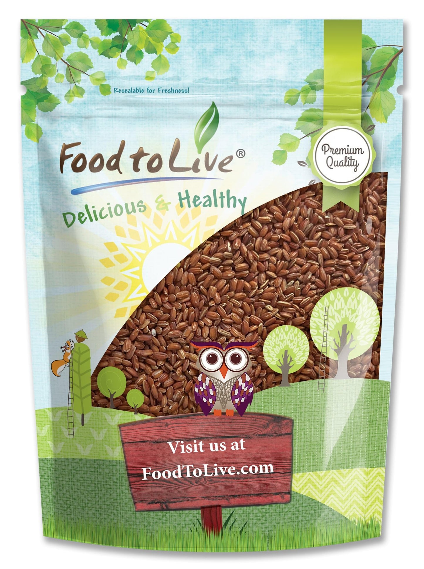 Food to Live Red Rice, 1.5 Pounds - Whole Rice, Nutty Flavor, Soft Texture, Non-Sticky, Vegan. Good Source of Protein and Antioxidants. Perfect for Pilafs, Salads, Stir-Fries and Rice Bowls