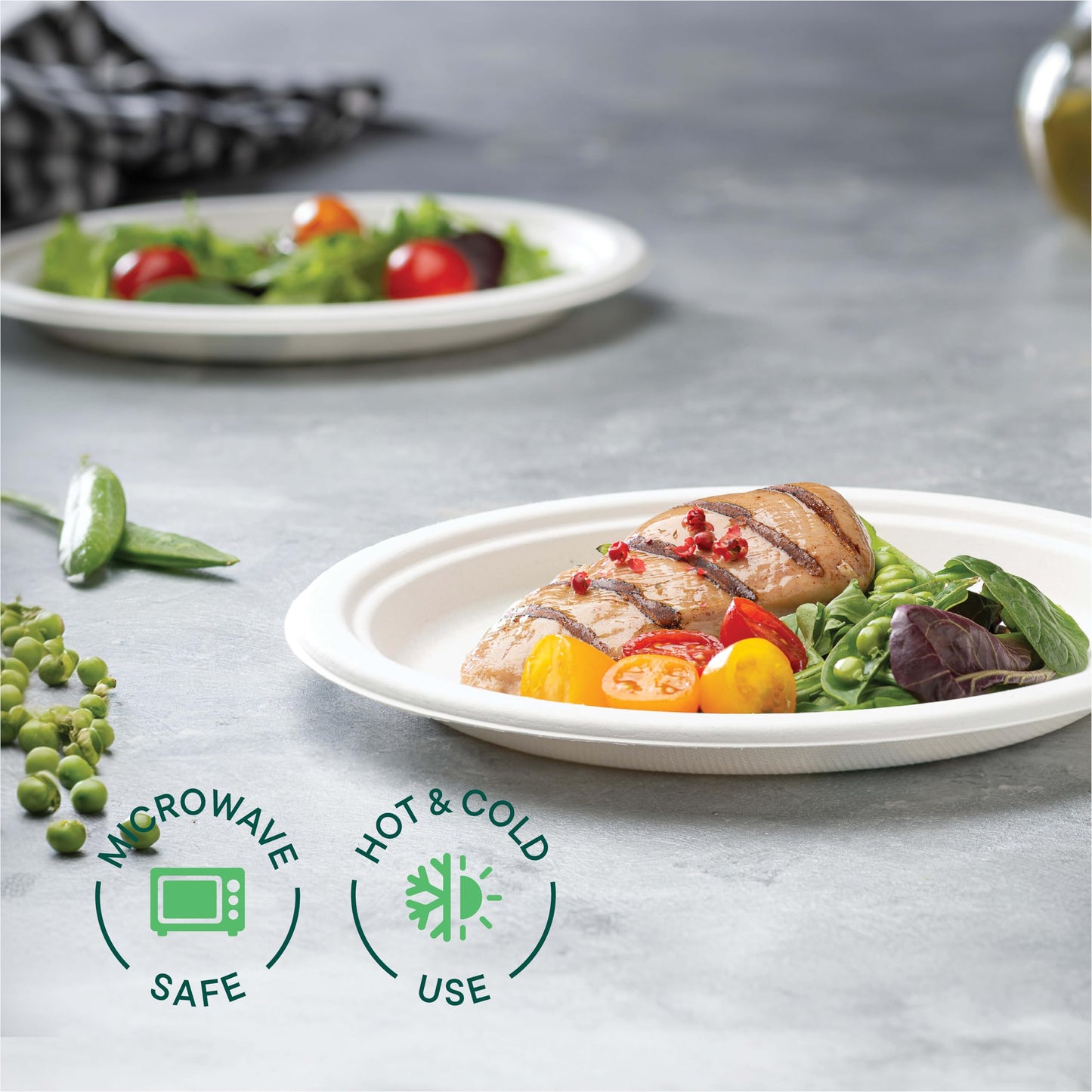 100% Compostable Paper Plates, Heavy Duty Disposable Plates [125-Pack] 9 Inch Plates - Eco-Friendly, Biodegradable Sugarcane Bagasse, Natural White 9"