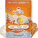 Kubo Lion’s Mane Chai Tea Bags | Organic High Caffeine (155mg) Black Tea + Lion’s Mane Mushroom | 20 Pyramid Count | Caffeinated Tea for Calm Focus