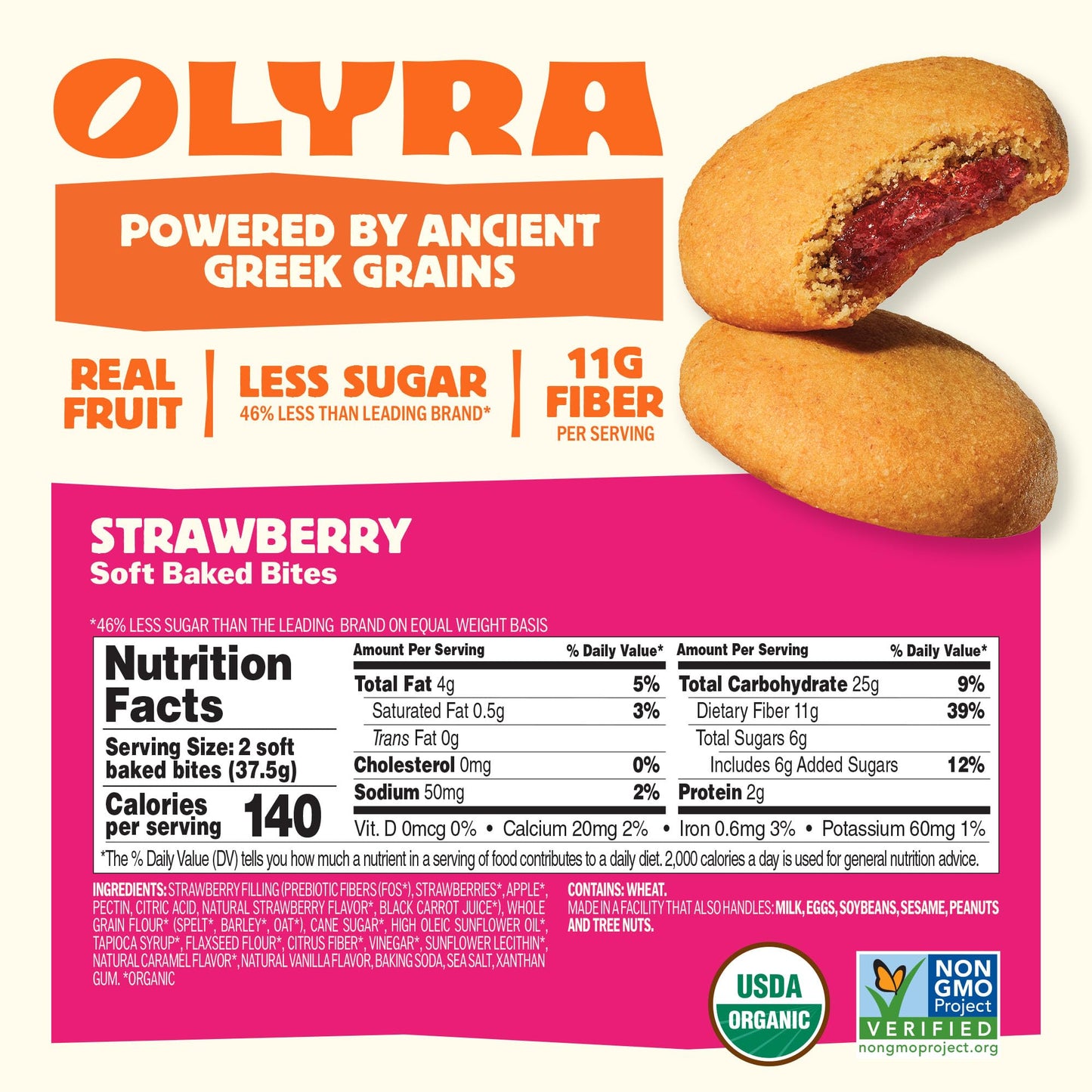 Olyra Organic Strawberry Filled Breakfast Biscuits 4 Count, 1.32 OZ