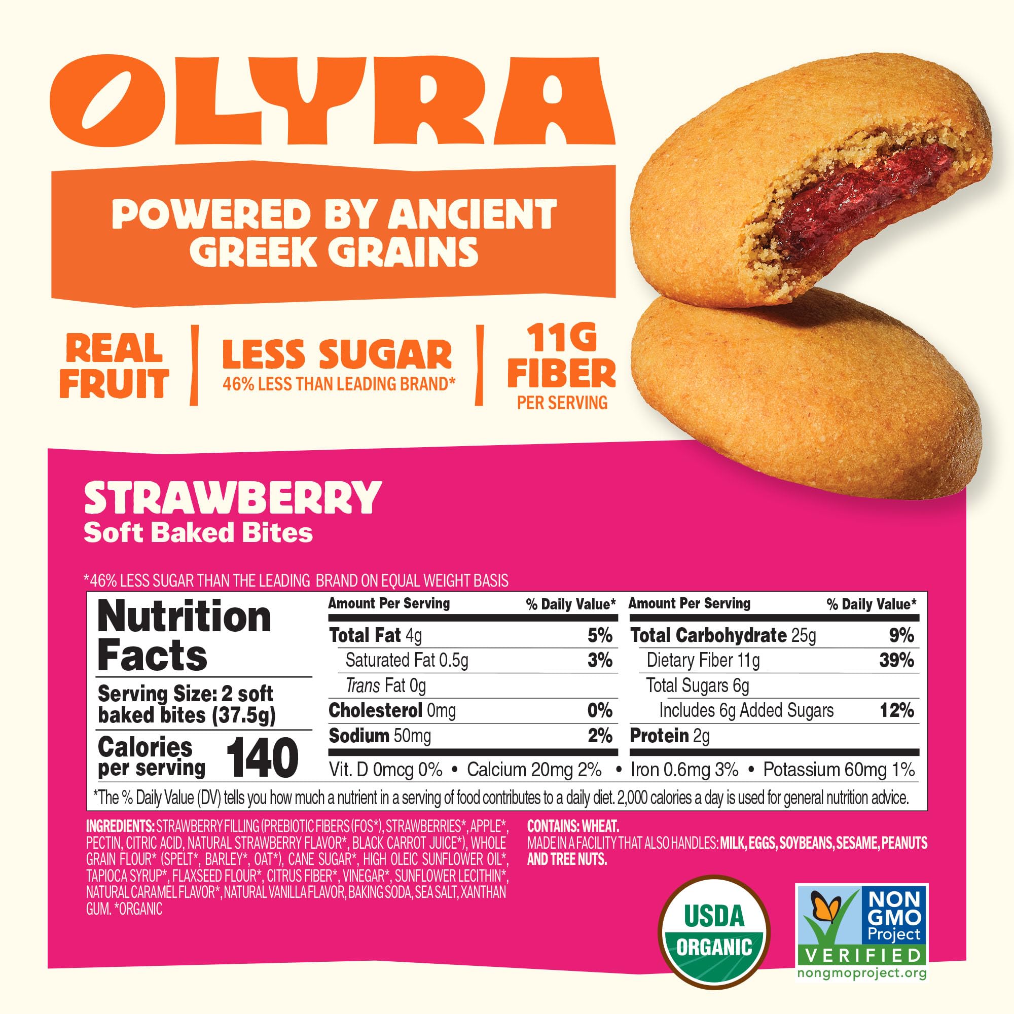 Olyra Organic Strawberry Filled Breakfast Biscuits 4 Count, 1.32 OZ