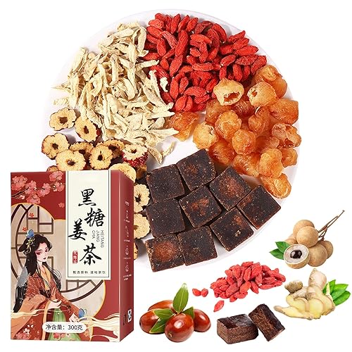 Jujube Ginger Tea Bags - 10.58 Oz Dried Longan Jujubes Dates Goji Berry Ginger Tea Bags, Lycium Red Date Dark Brown Sugar Hot Teas Individual