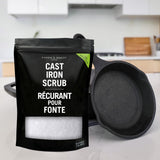 CARON & DOUCET - Cast Iron Care Seasoning Bundle - CastIron Oil & Cast Iron Scrub - 100% Plant Based Formulation - Helps Maintain Seasoning on All