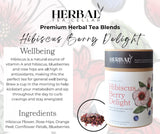 Herbal Tea Cellar Hibiscus Berry Delight - Premium Full-Leaf Organic Hibiscus & Blueberry Herbal Tea | Bright, Fruity & Rich in Antioxidants |