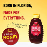 Tabañero Sriracha Honey Hot Sauce & Merch Sticker, All Natural, Sweet, 12oz