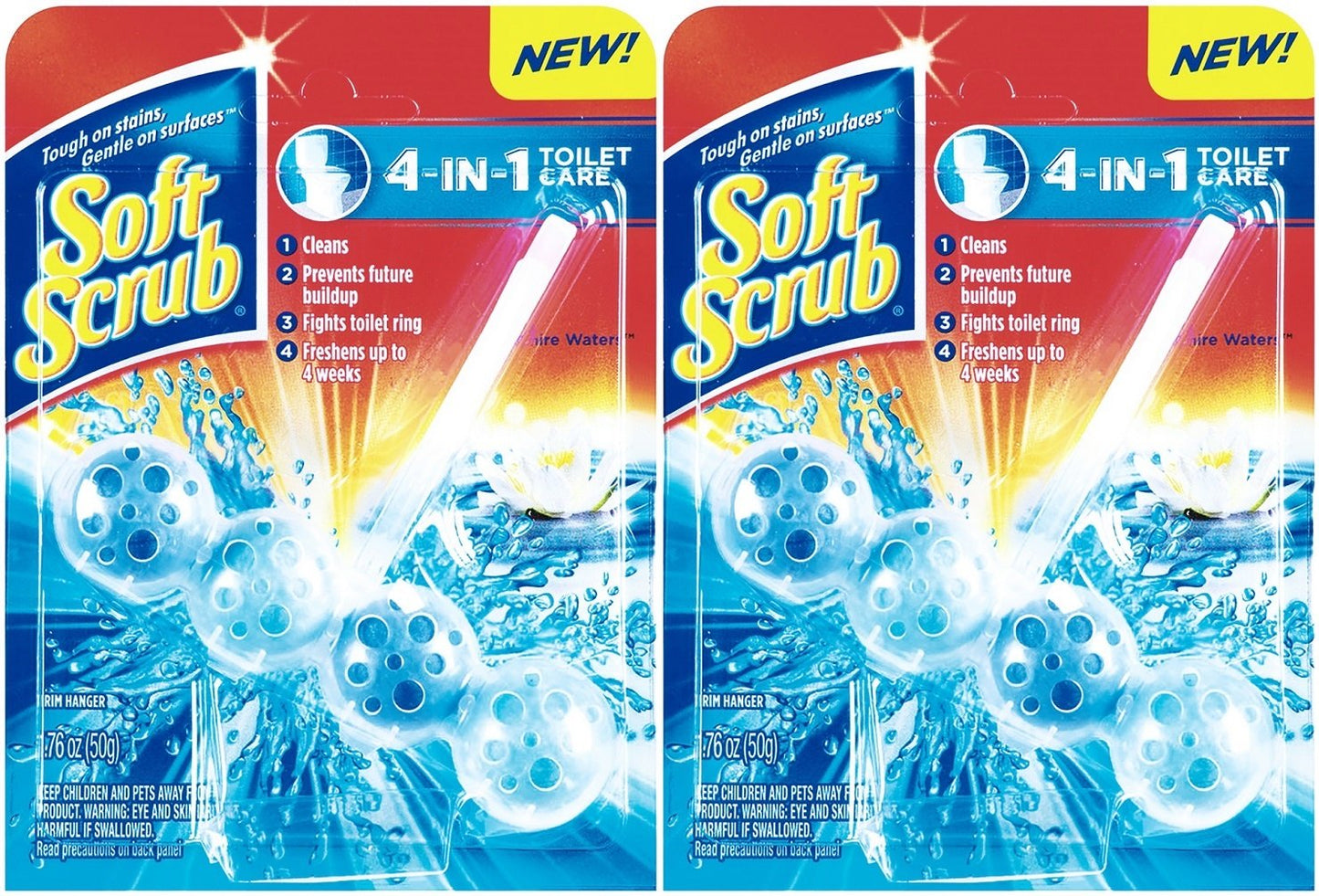 Soft Scrub 4-in-1 Toilet Care Rim Hanger, Sapphire Waters, 1.76 Ounce (Pack of 2)
