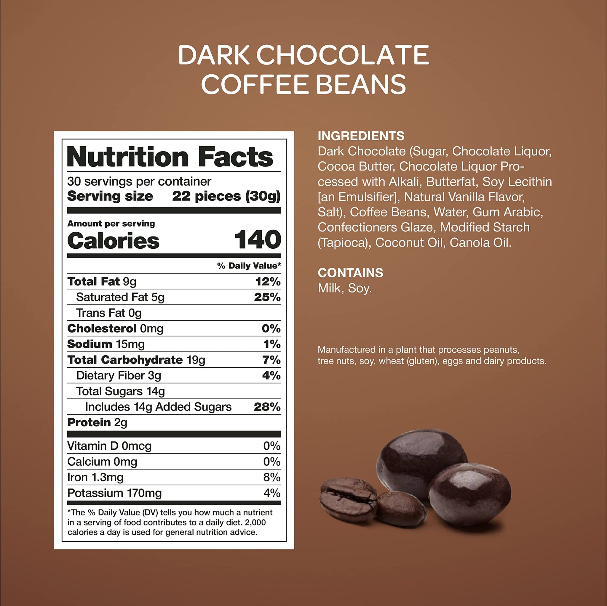Dark Chocolate Covered Roasted Espresso Coffee Beans - 2 Pound Bulk Pack