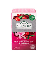Ahmad Tea Herbal Tea, Rosehip, Hibiscus, & Cherry, 20 ct (Pack of 1) - Decaffeinated & Sugar-Free