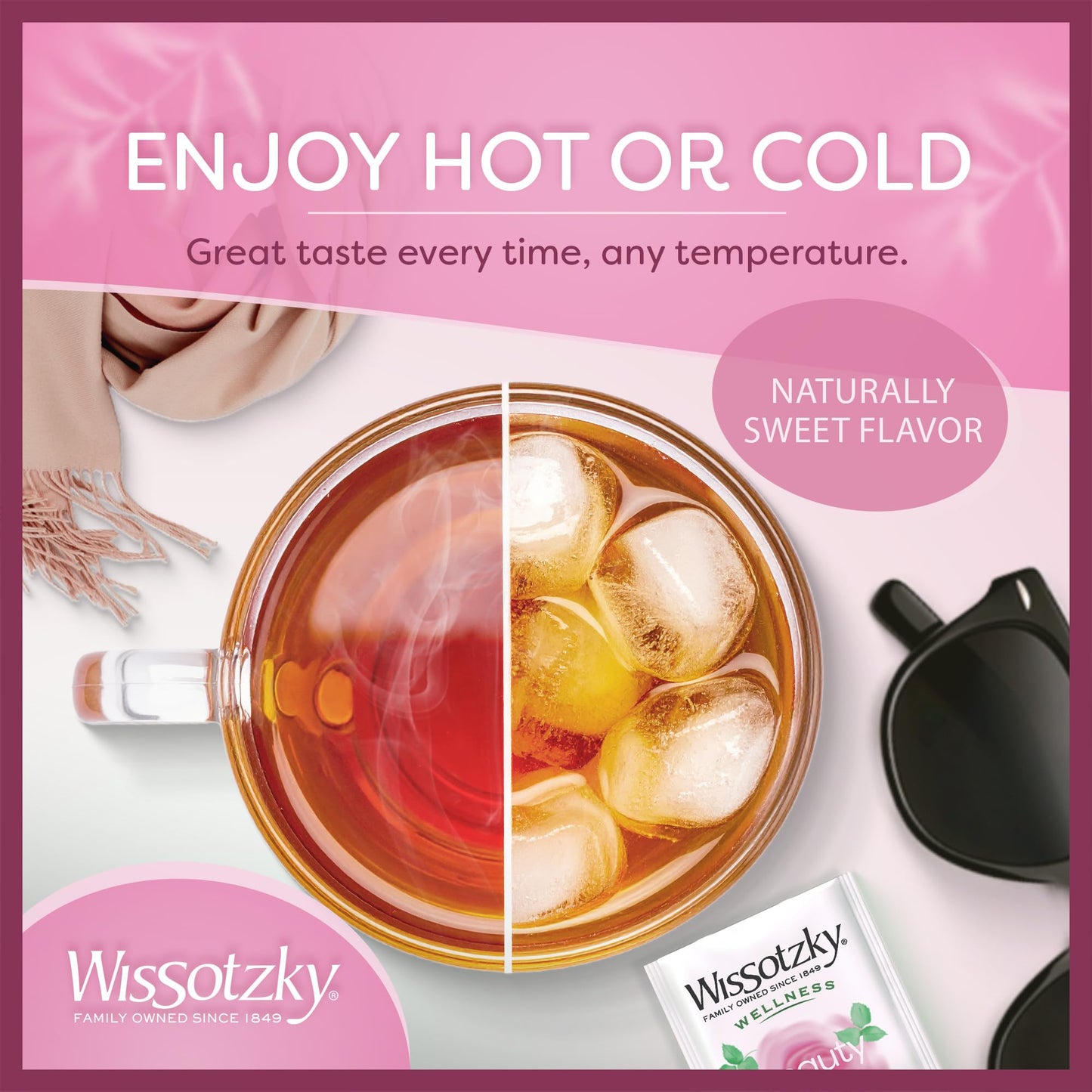 Wissotzky Wellness Beauty Green Tea, (3 Pack - 60 Tea Bags) | With Rooibos, Calendula, Raspberry & Rose | Radiance-Supporting Herbal Blend |